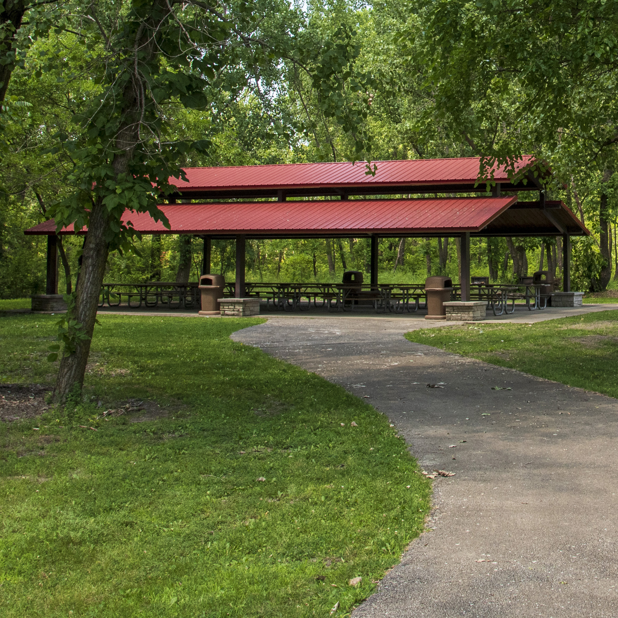 The picnic shelter at Joliet Iron Works.