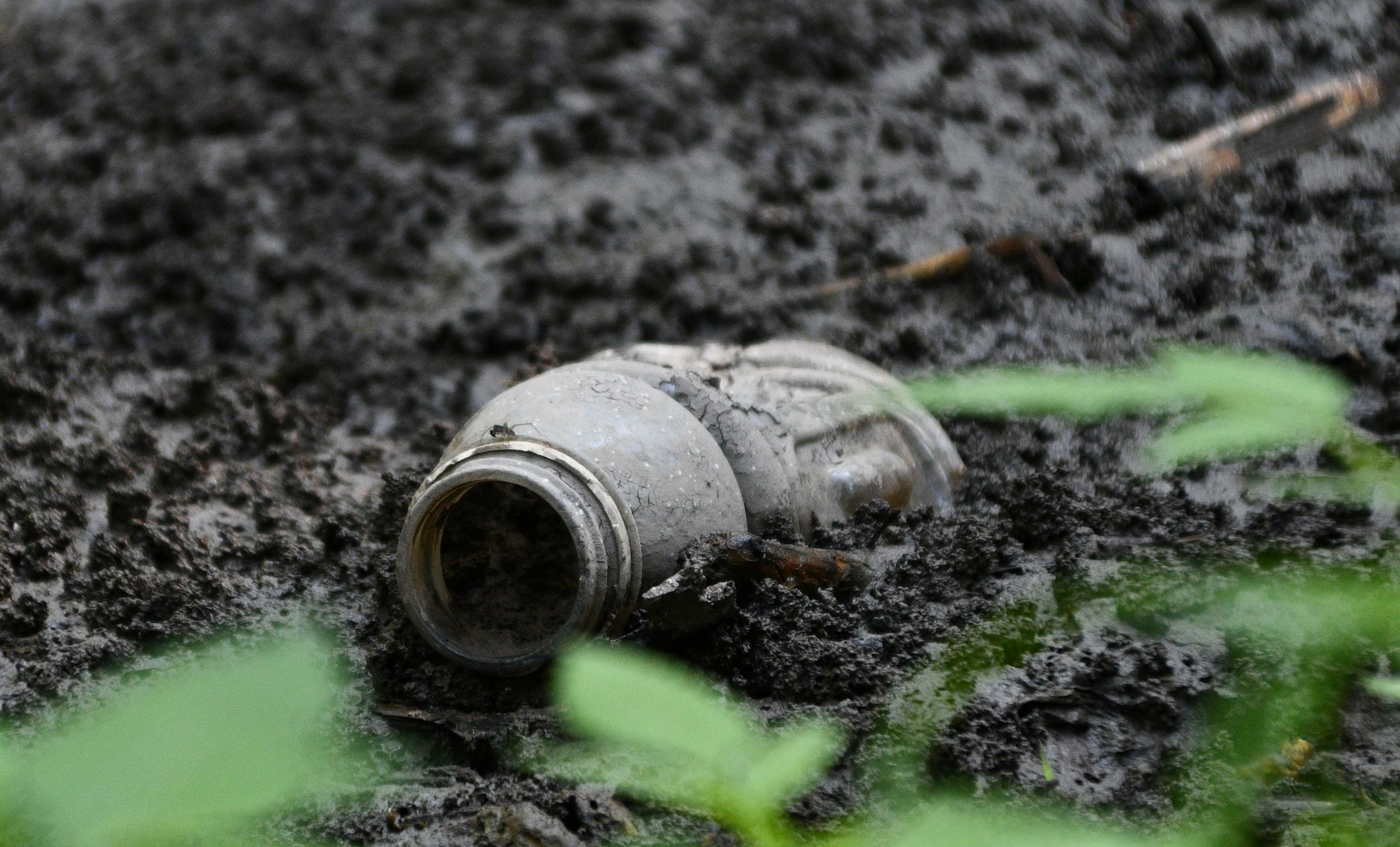 A piece of litter on the ground.