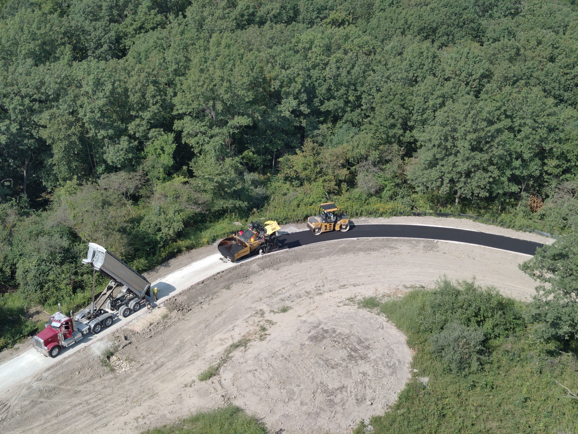 Aerial view of trail construction.