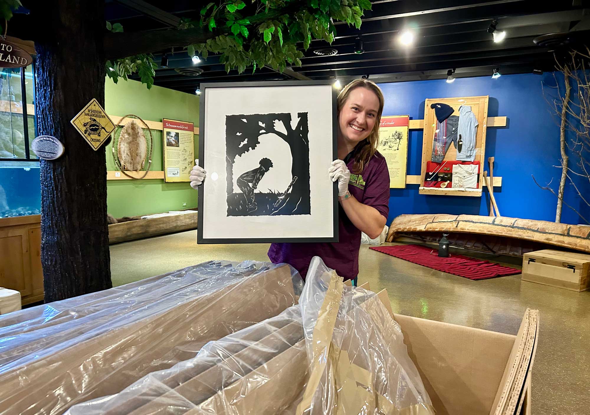 a woman holding a picture