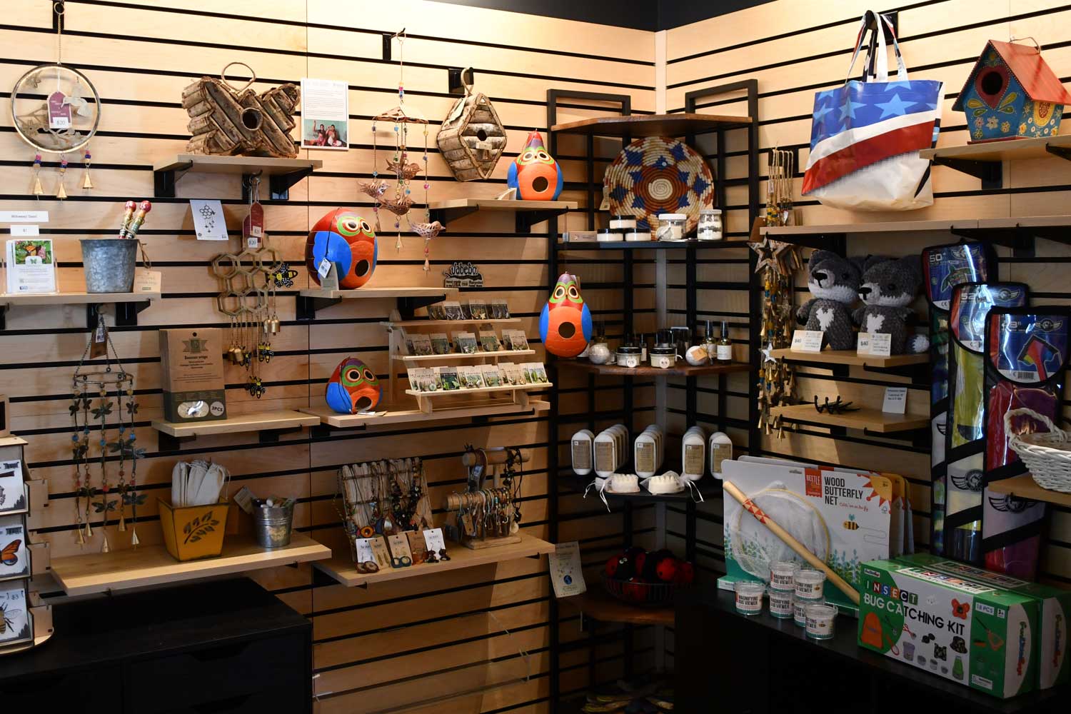 Gift shop items inside of a nature center.