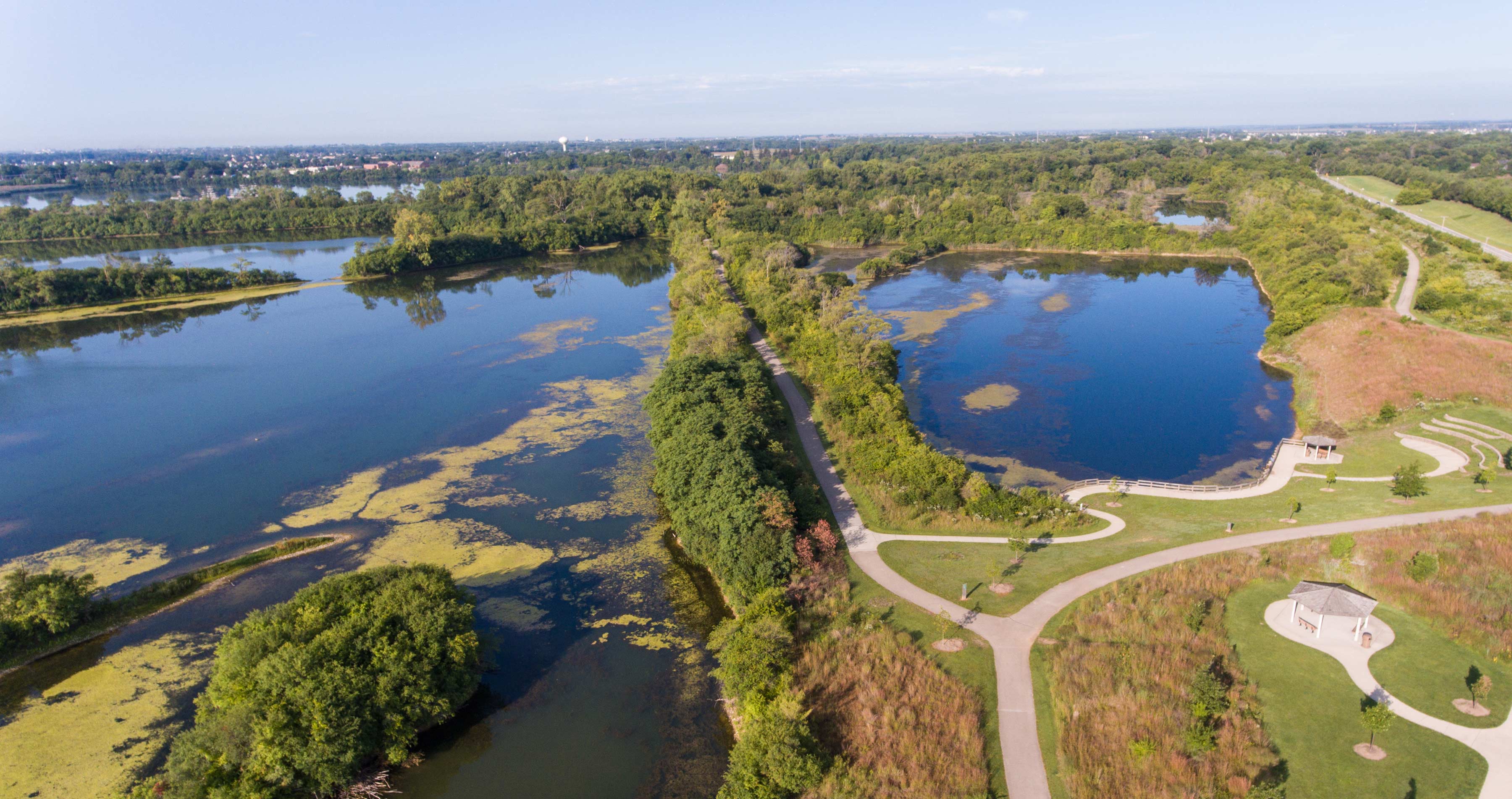 Aerial view of the trail at Lake Renwick.