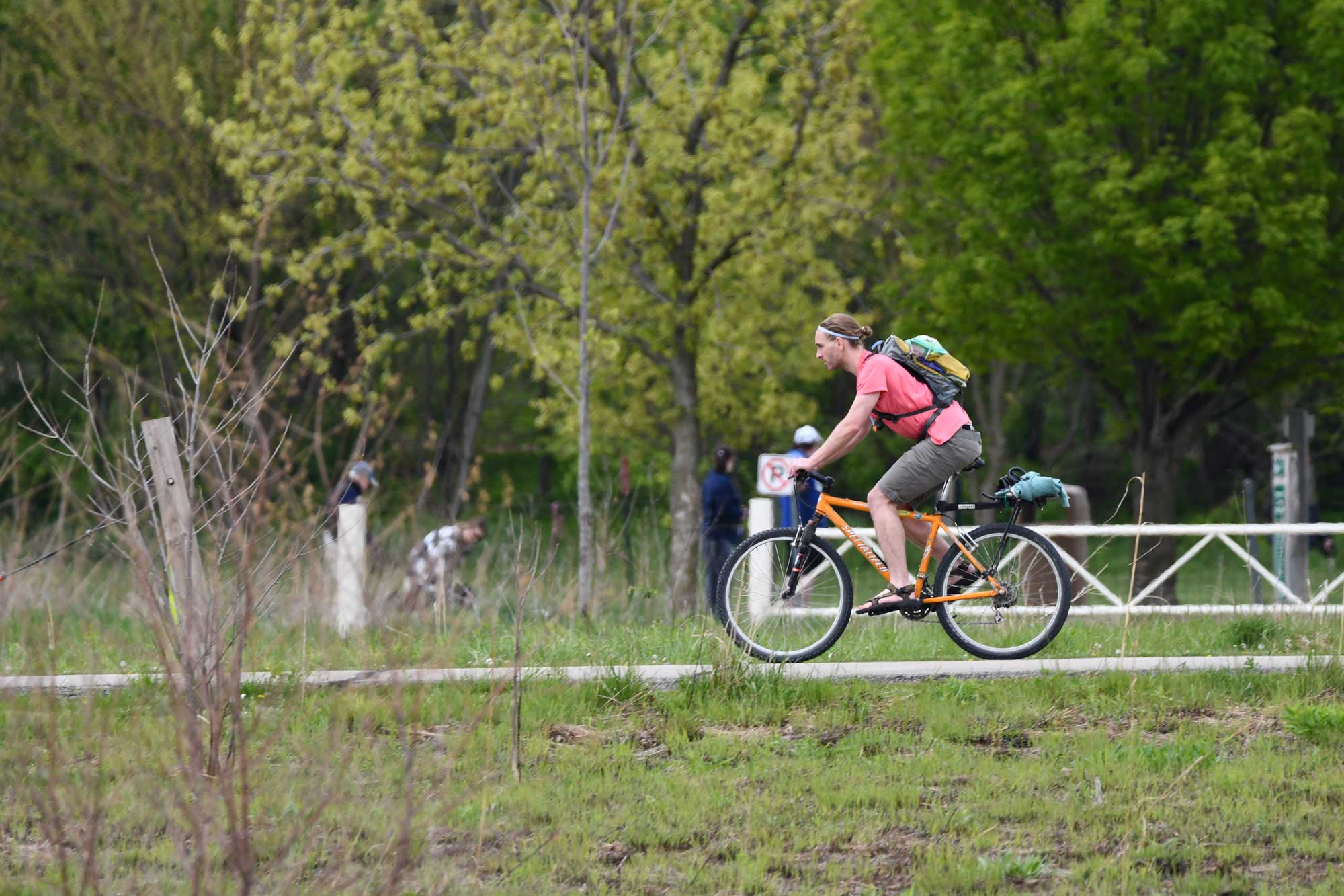 A trail user at Whalon Lake.