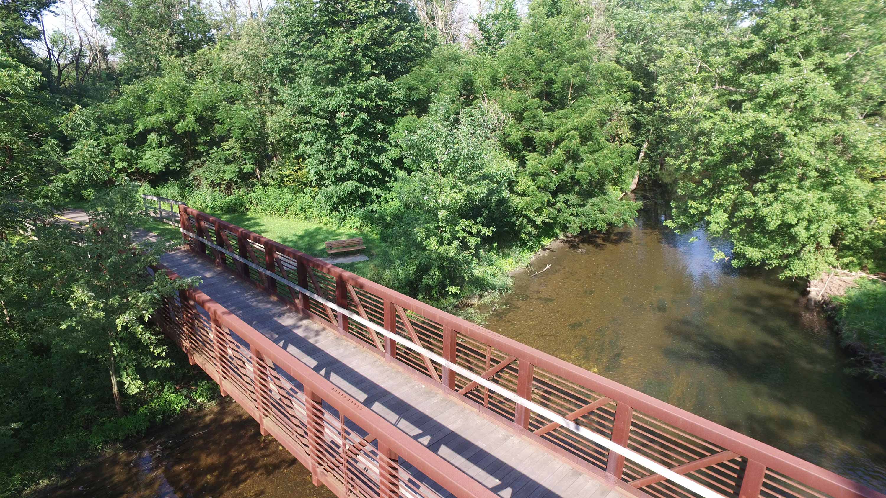 Aerial view of the trail at Hickory Creek Preserve.