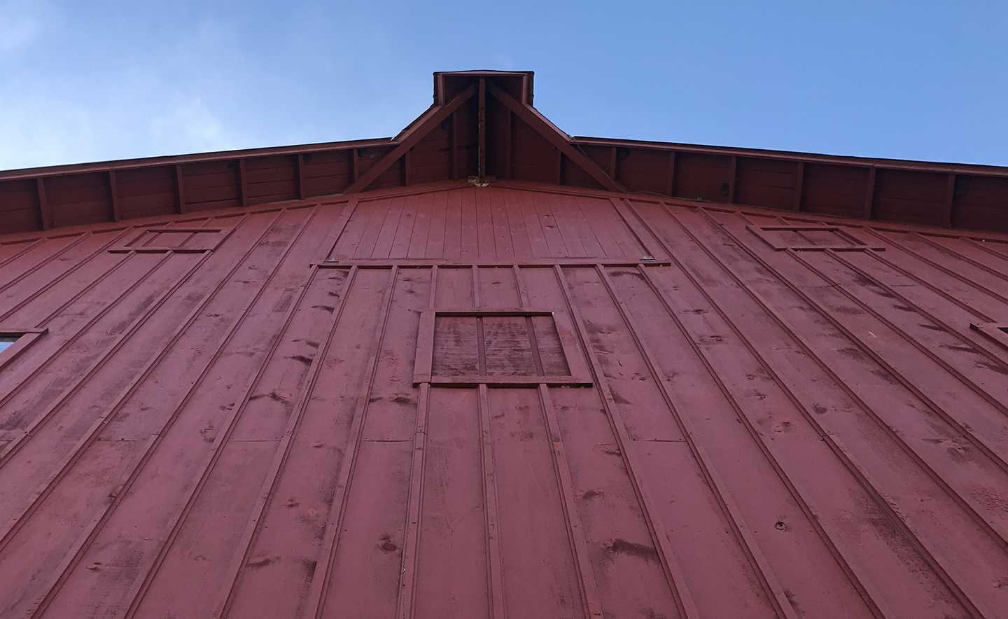 Close-up of the barn at Riverview Farmstead.
