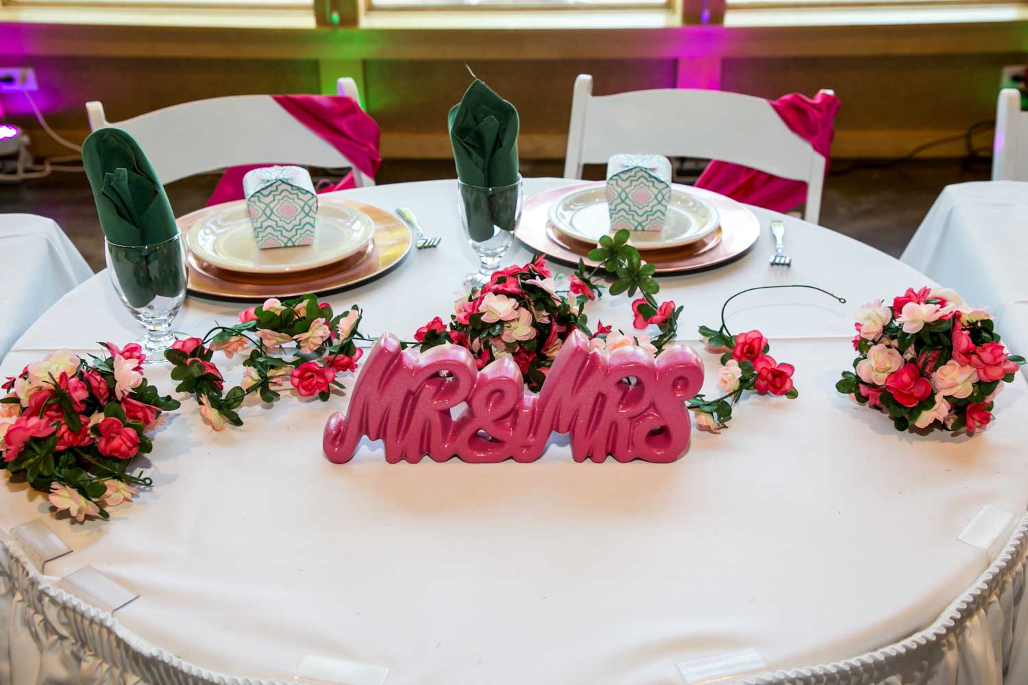 Head table set up at a wedding.