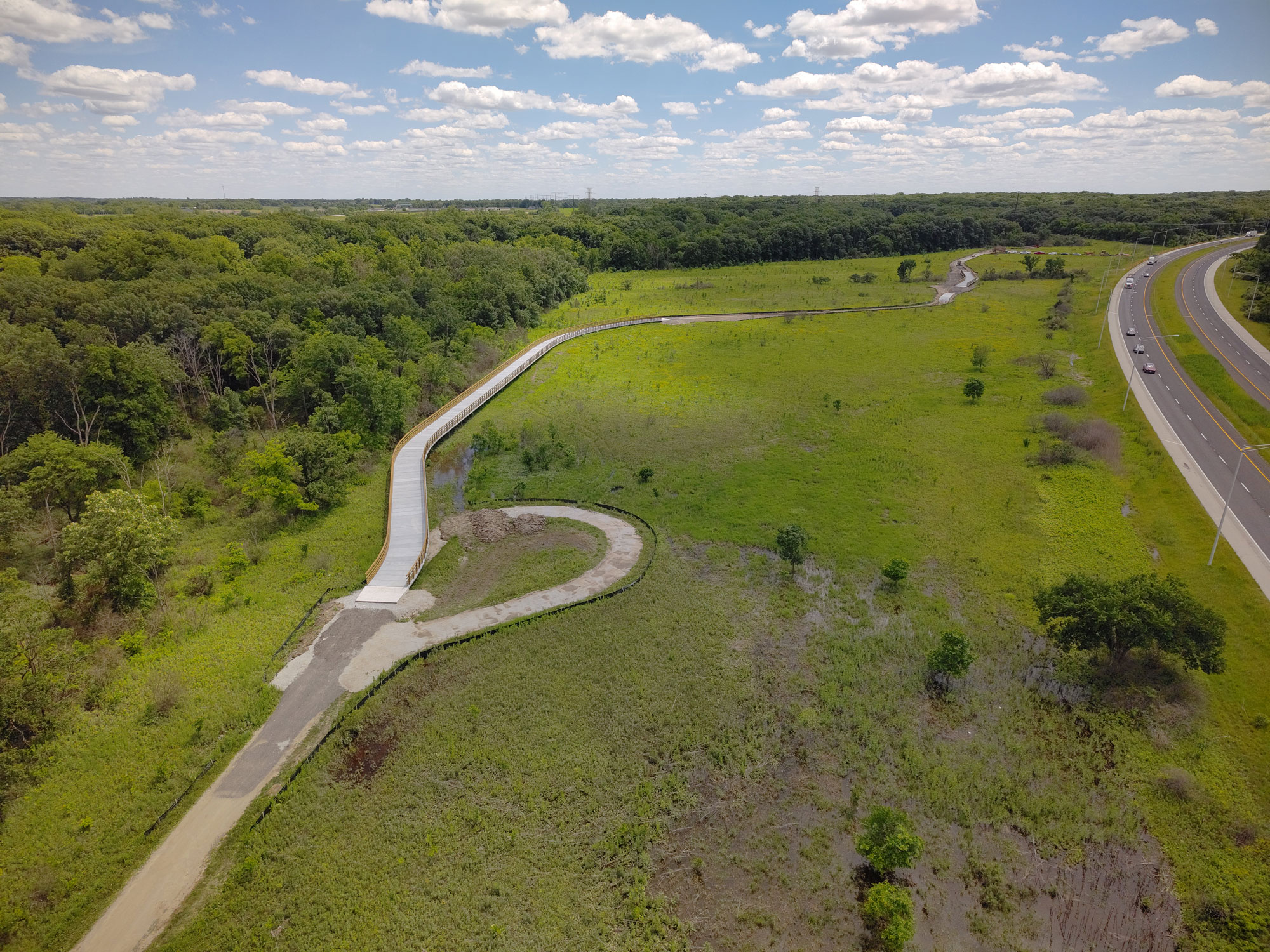 Aerial view of newly constructed trail.