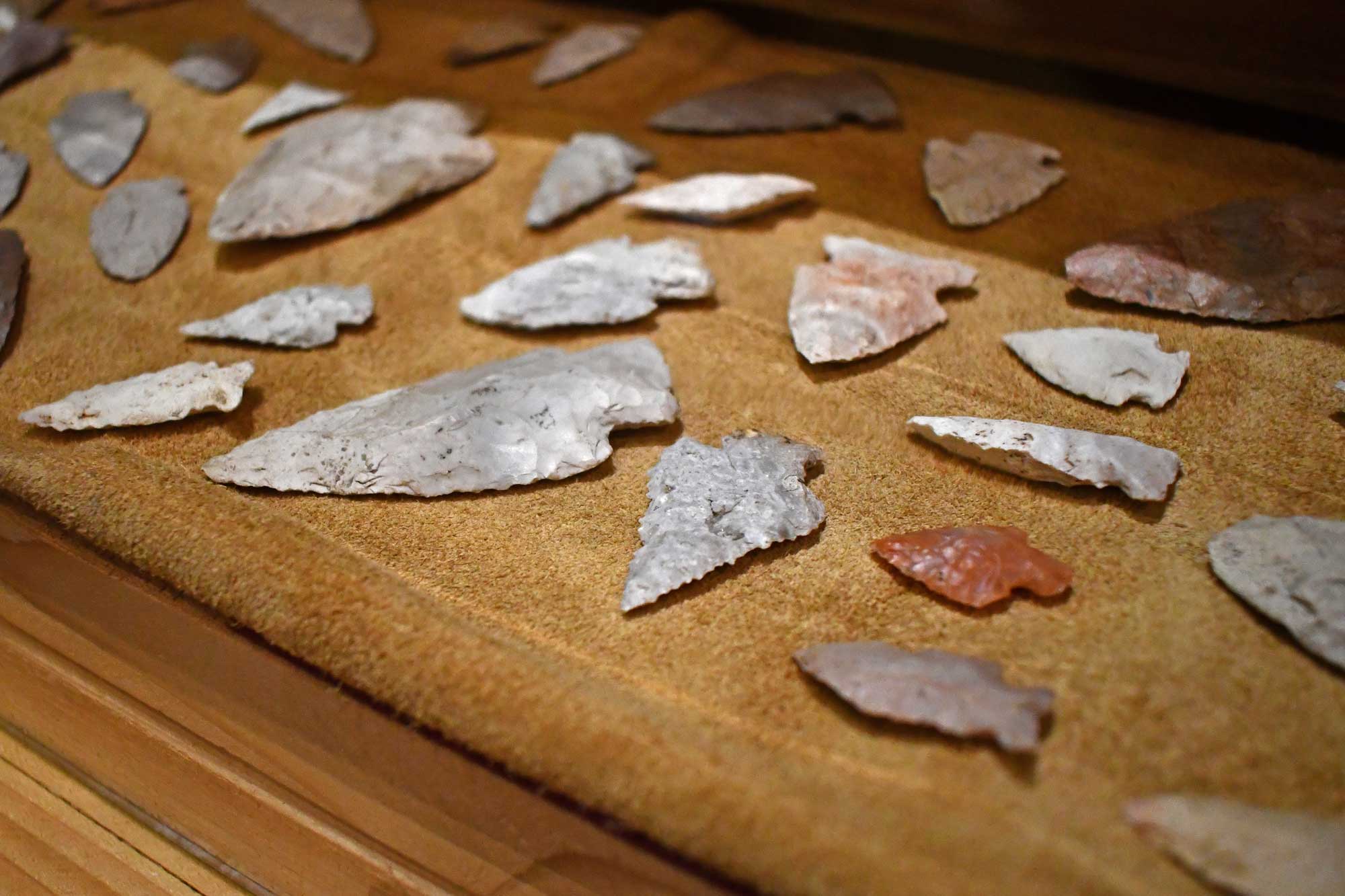Display of artifacts in a museum.