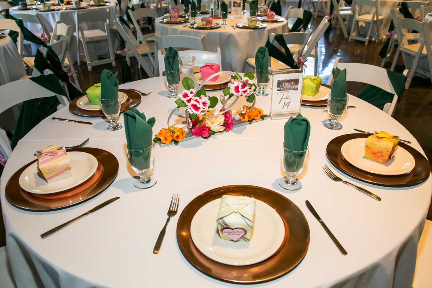 Table set up at a wedding.