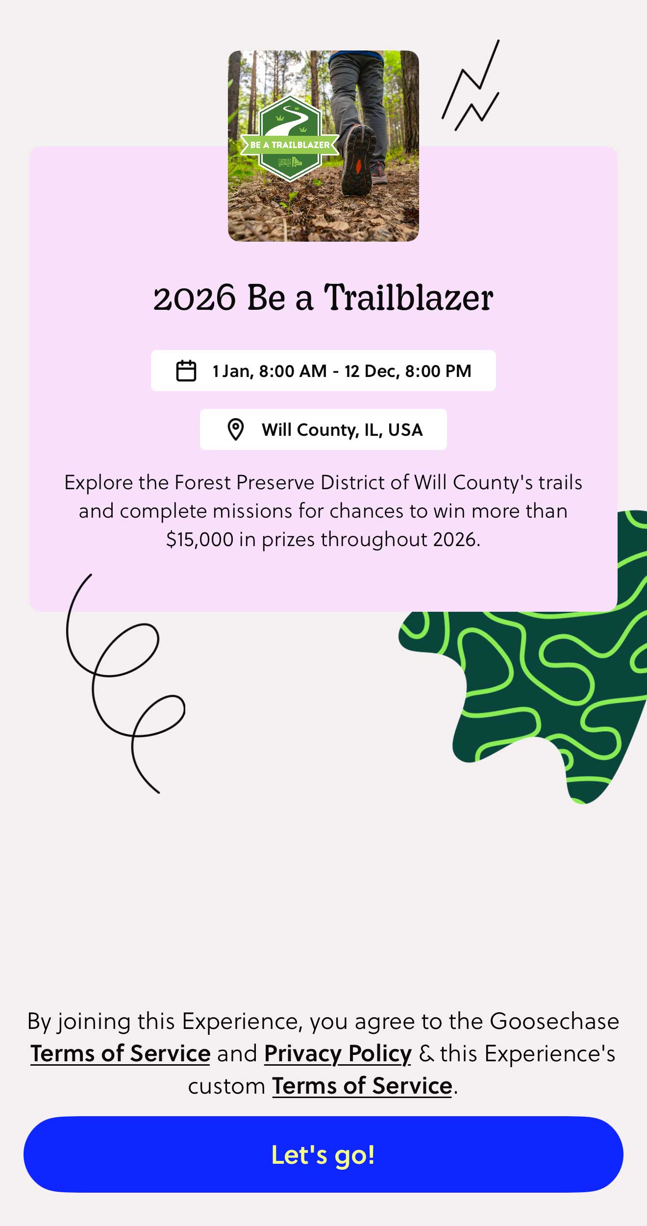 screenshot of 2026 be a trailblazer welcome screen in app.