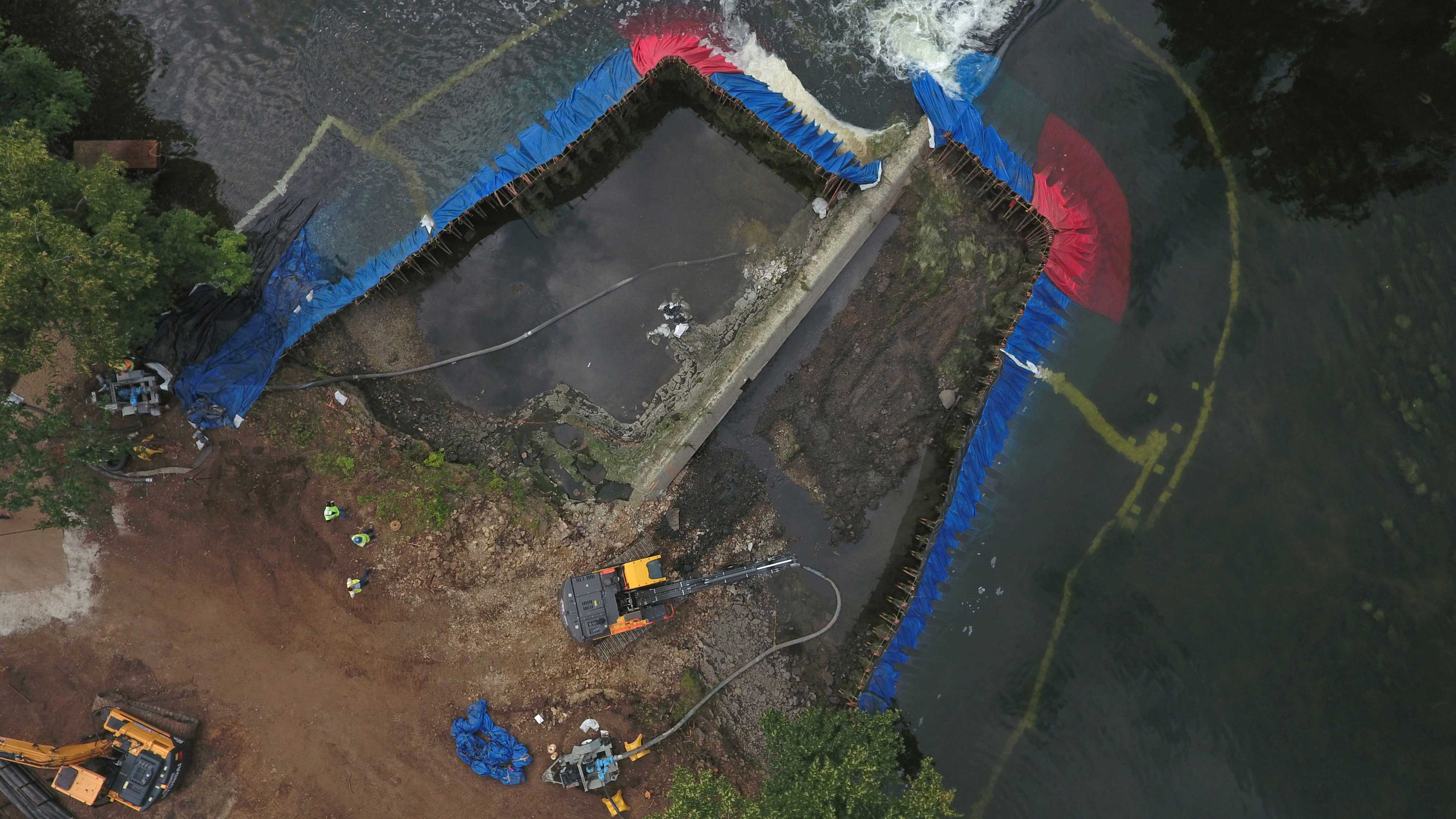 Aerial view of the Hammel Woods dam removal.