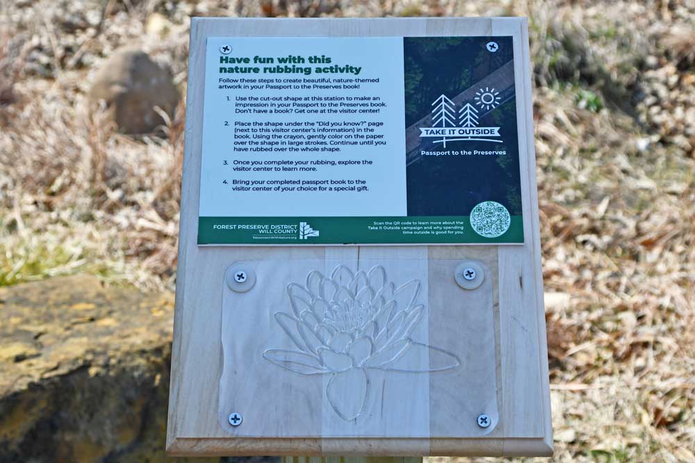 An outdoor rubbing station