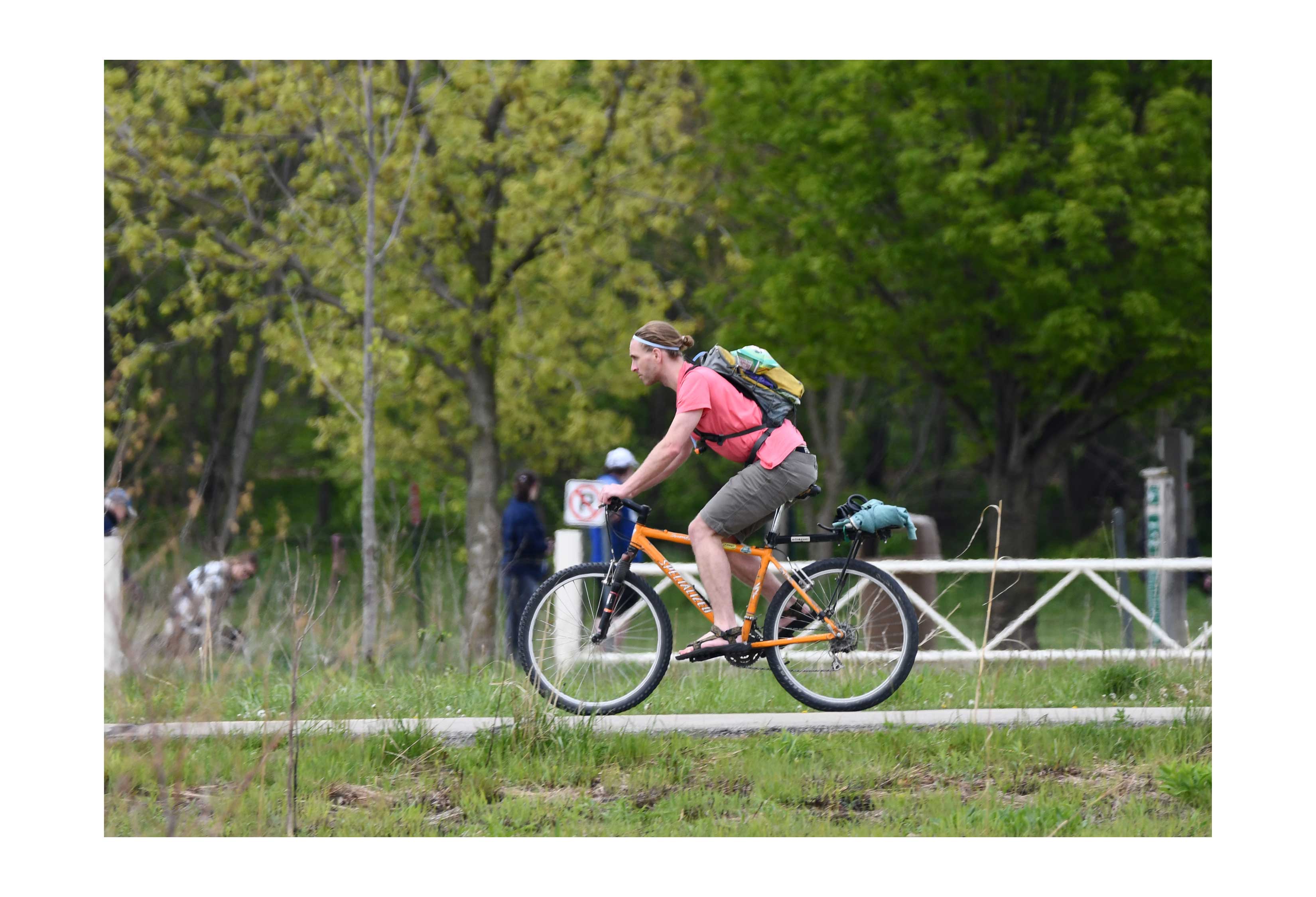 A trail user at Whalon Lake.