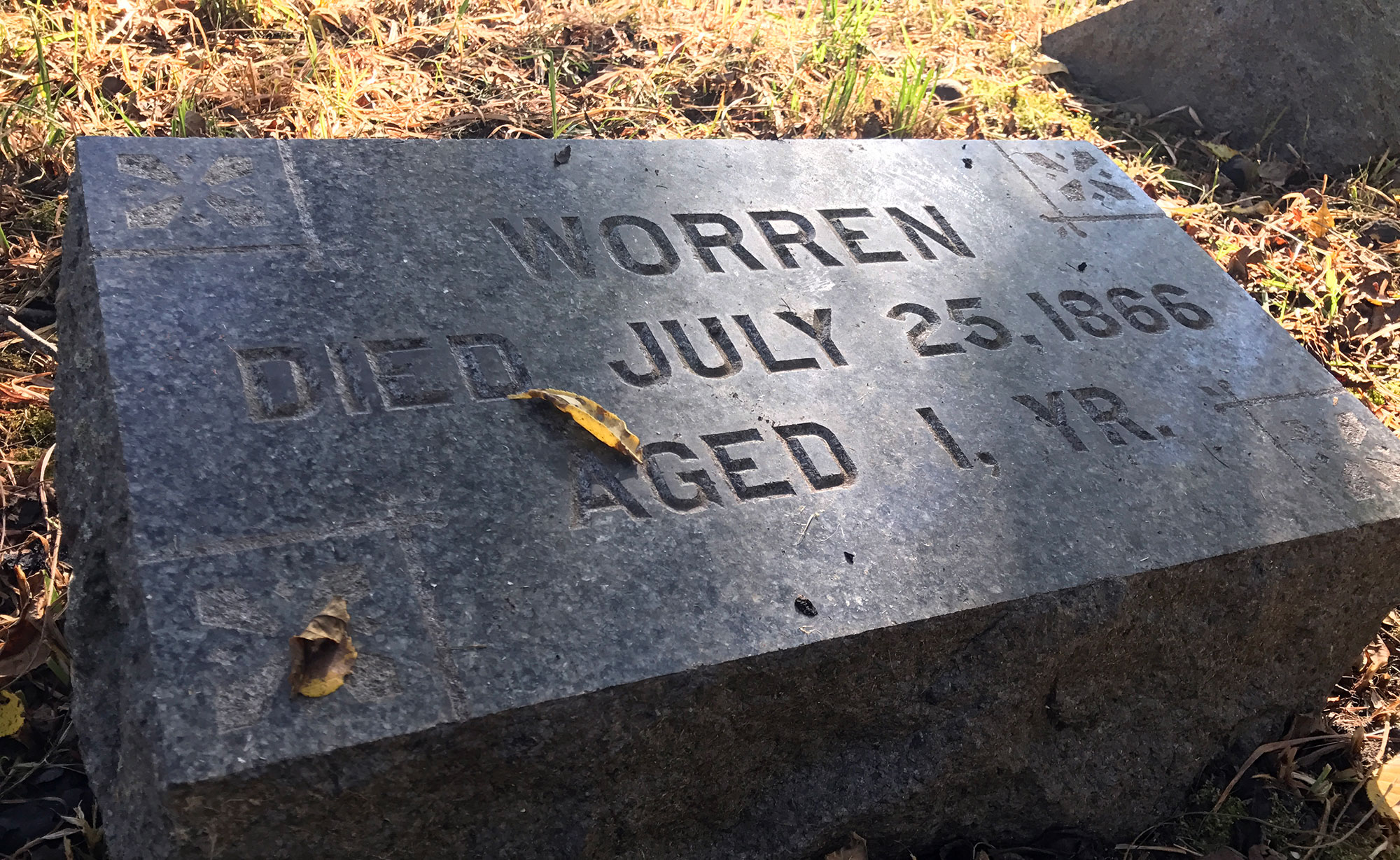 Close-up of a gravestone.
