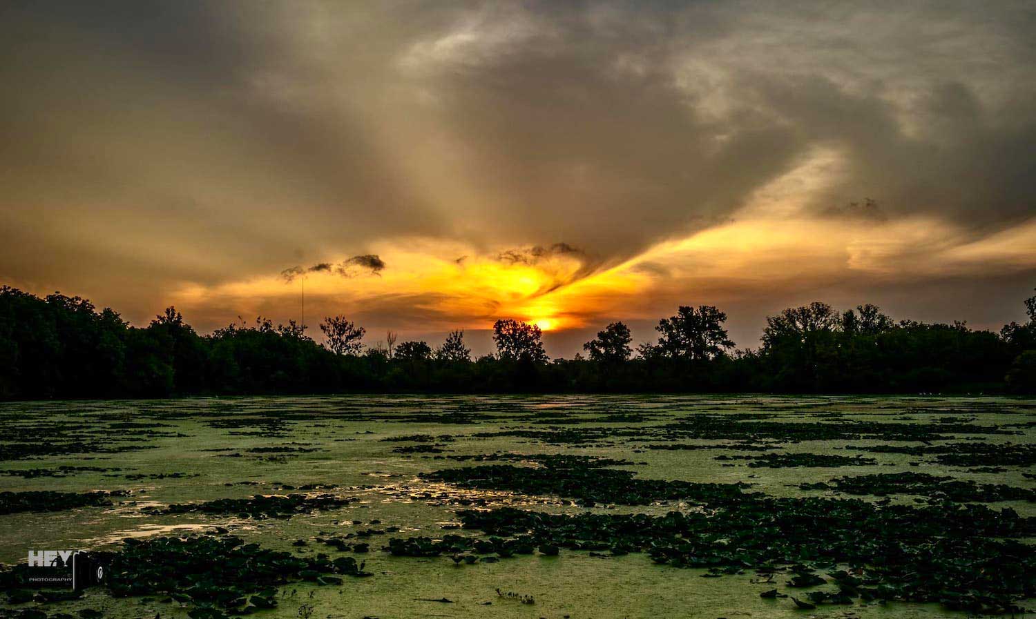 A colorful sunset over water.