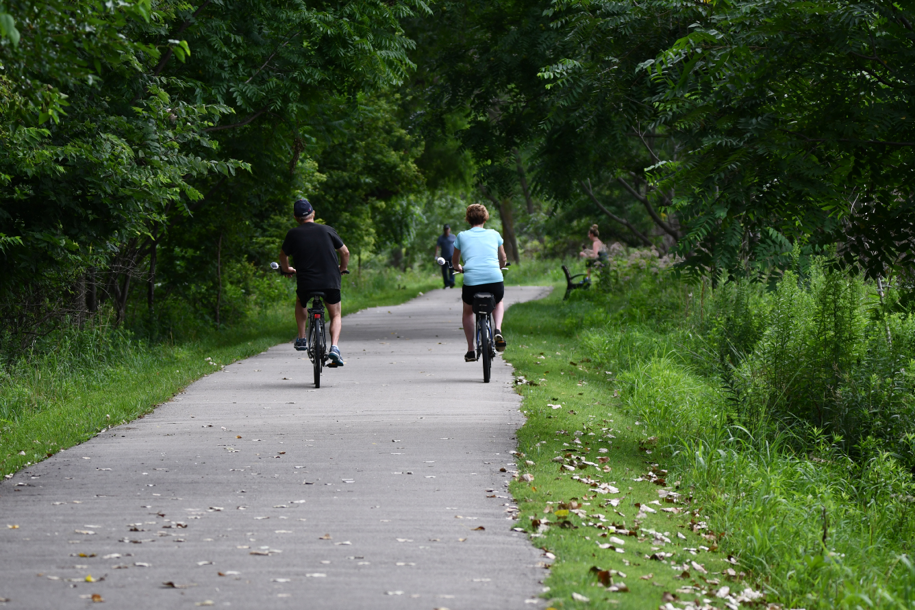 Trail users at Rock Run Preserve.