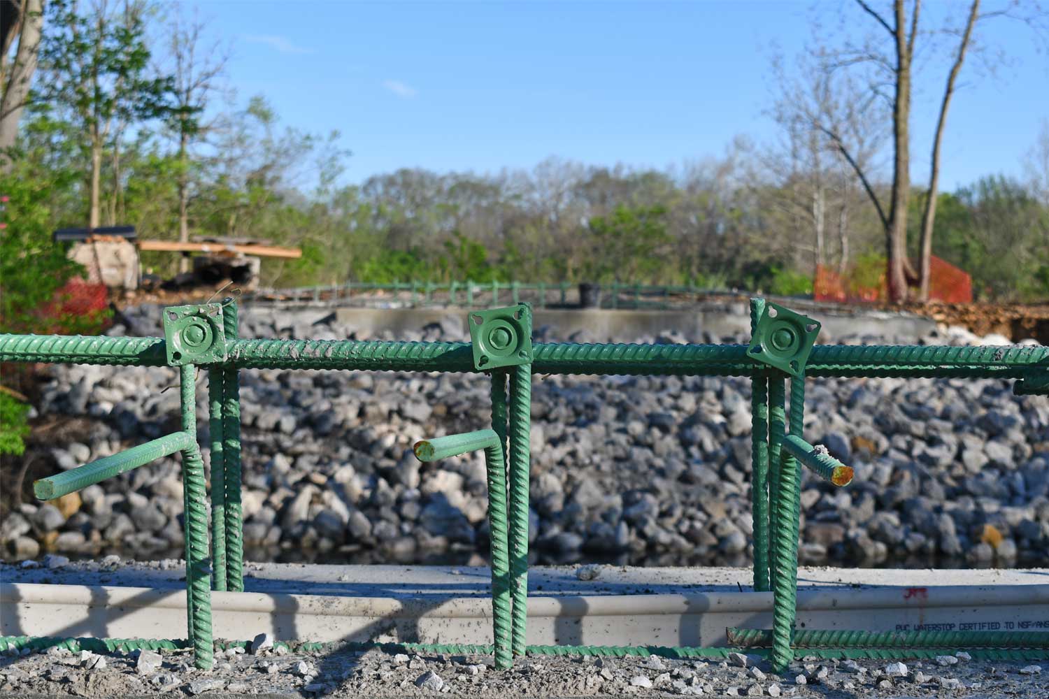 Close up of bridge construction site.