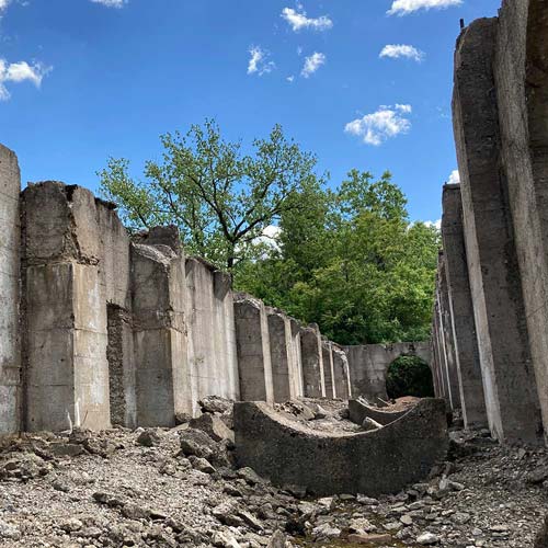 A view of ruins at Joliet Iron Works