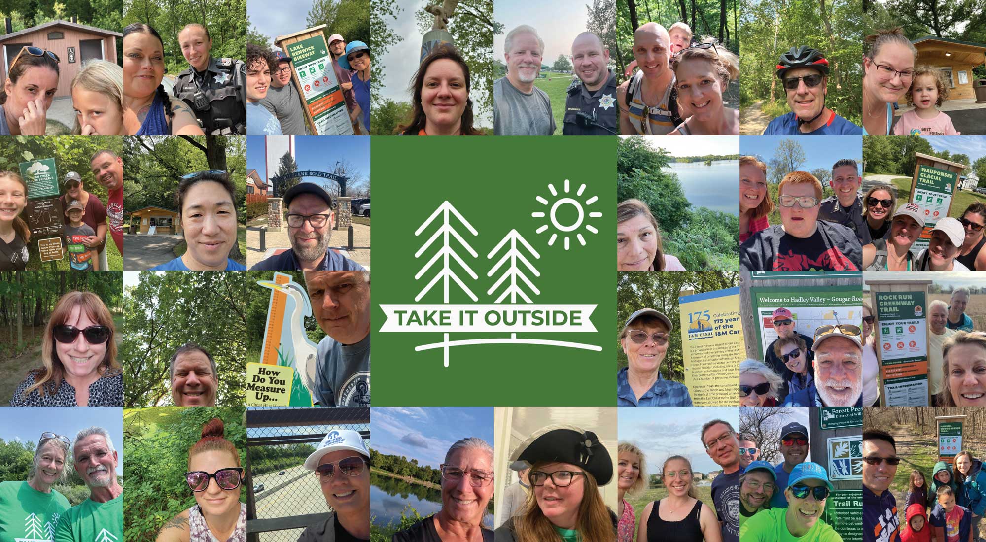 A collage of participants in the Take It Outside challenge