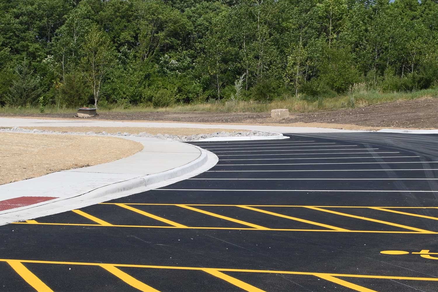 Newly paved parking lot.