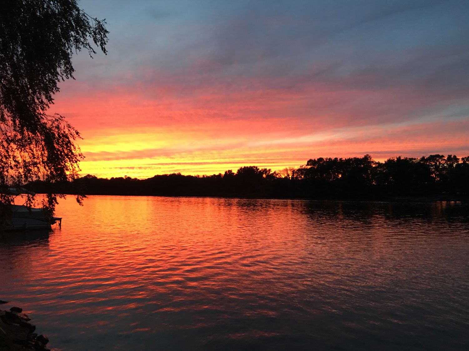 Scenic view of colorful sunset over the lake