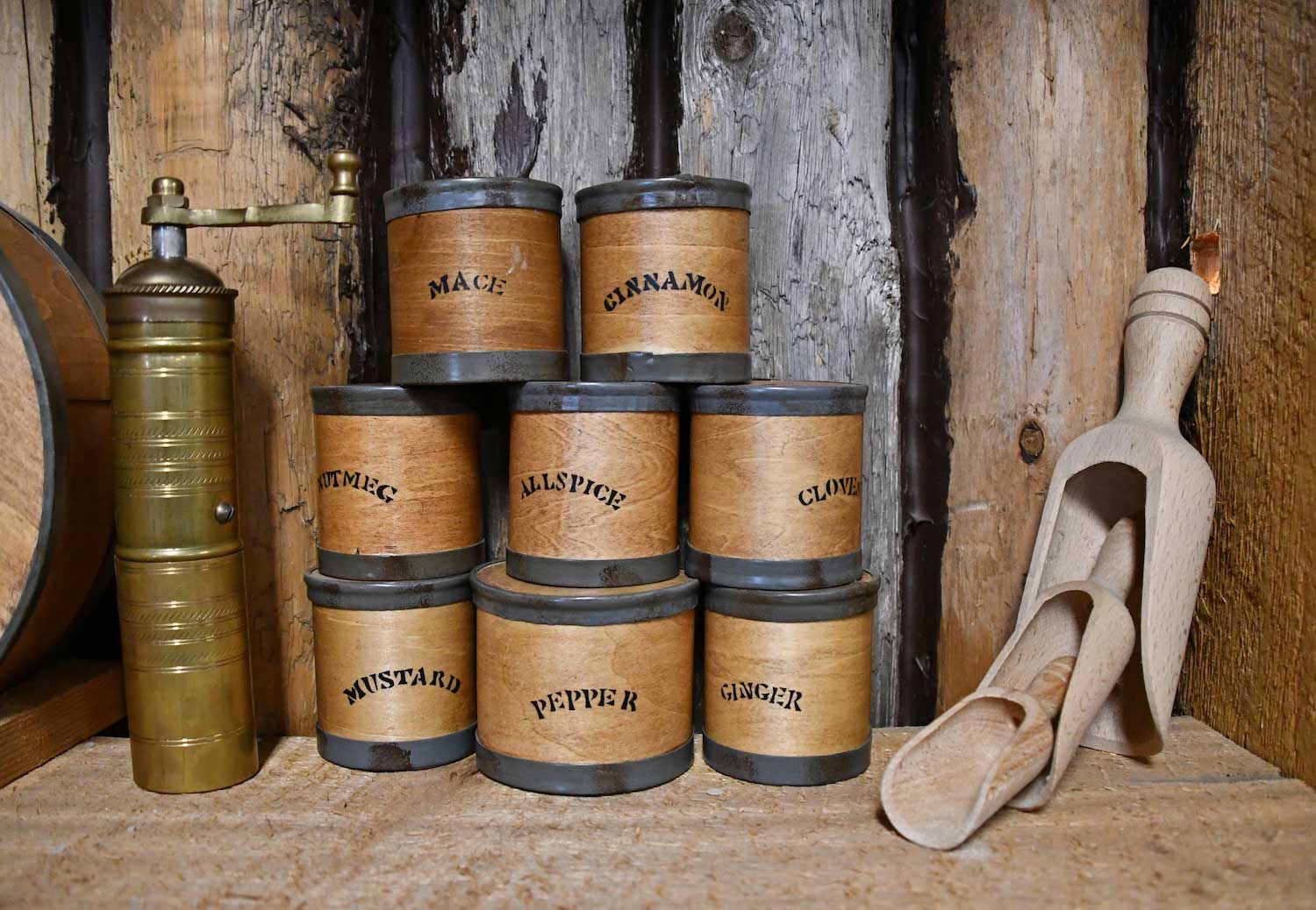 Replica goods from an old general store or trader's cabin.