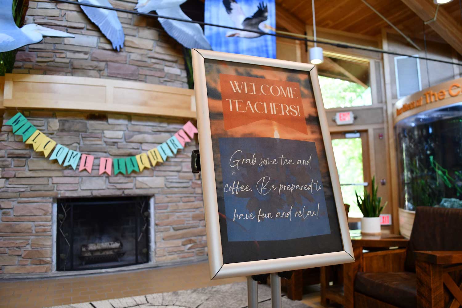 A sign welcoming teachers to an appreciation day.