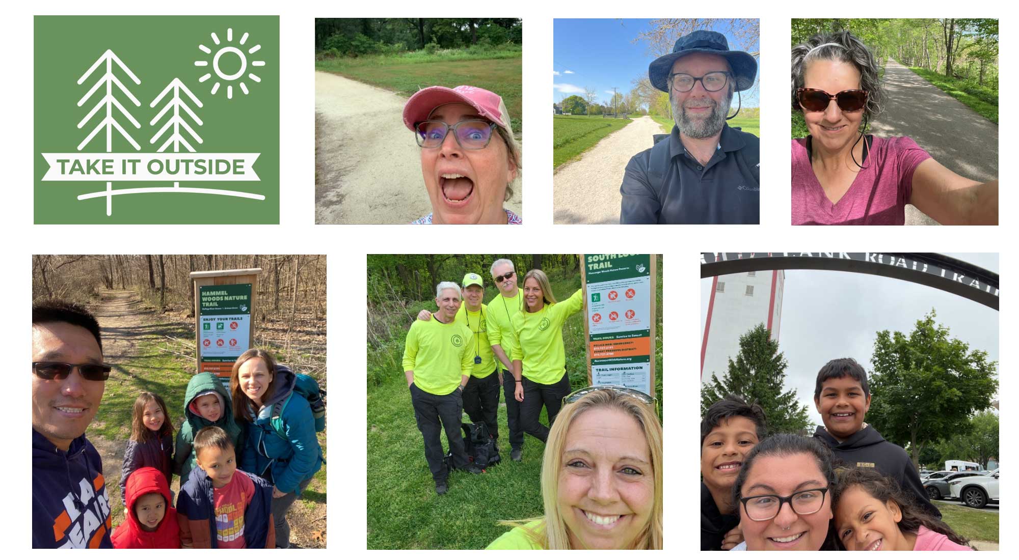 A collection of selfie photos from Take It Outside participants
