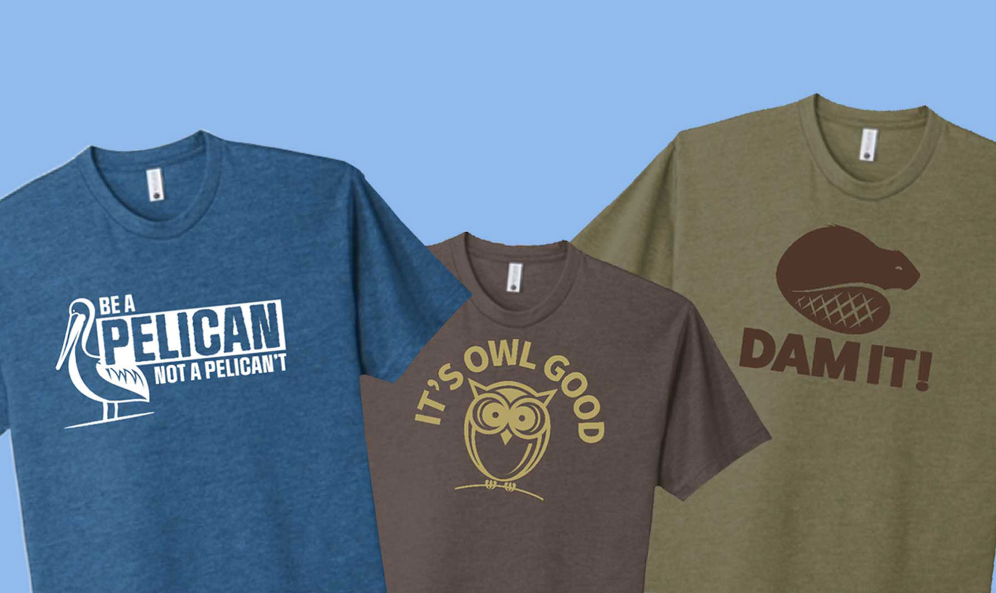 A mascot wearing a dam it beaver shirt