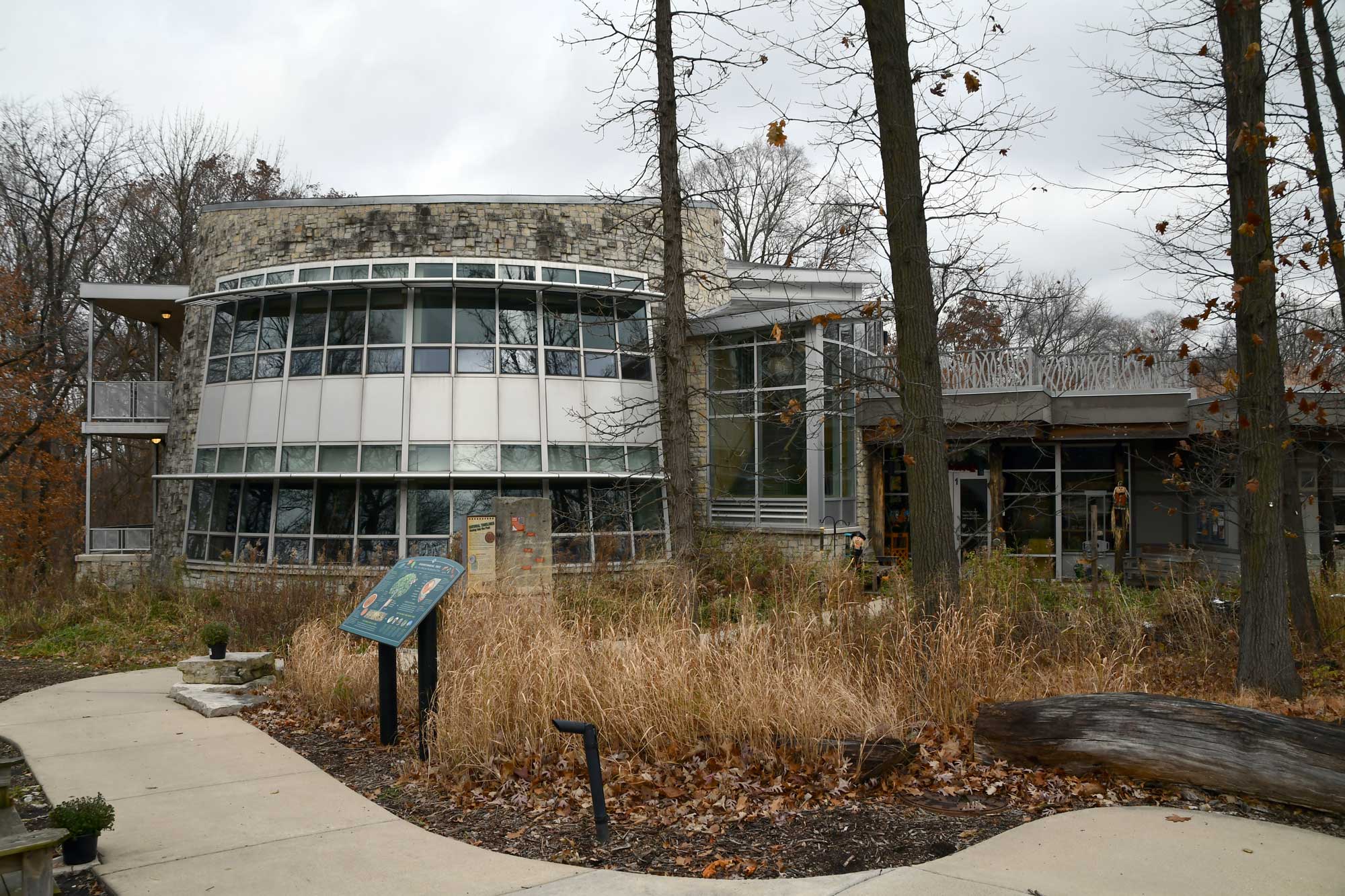 An exterior view of Hidden Oaks Nature Center