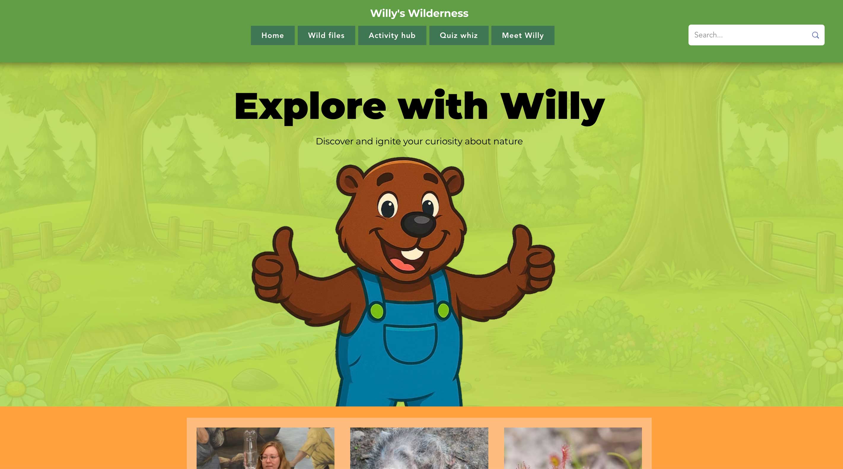 Image showing new website, with Woodchuck mascot and green illustrative background.