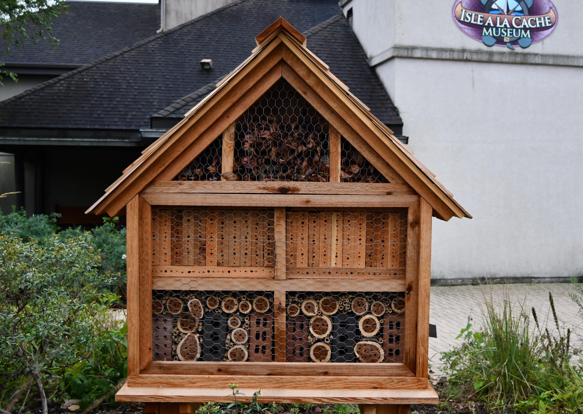 Pollinator hotel at Isle a la Cache