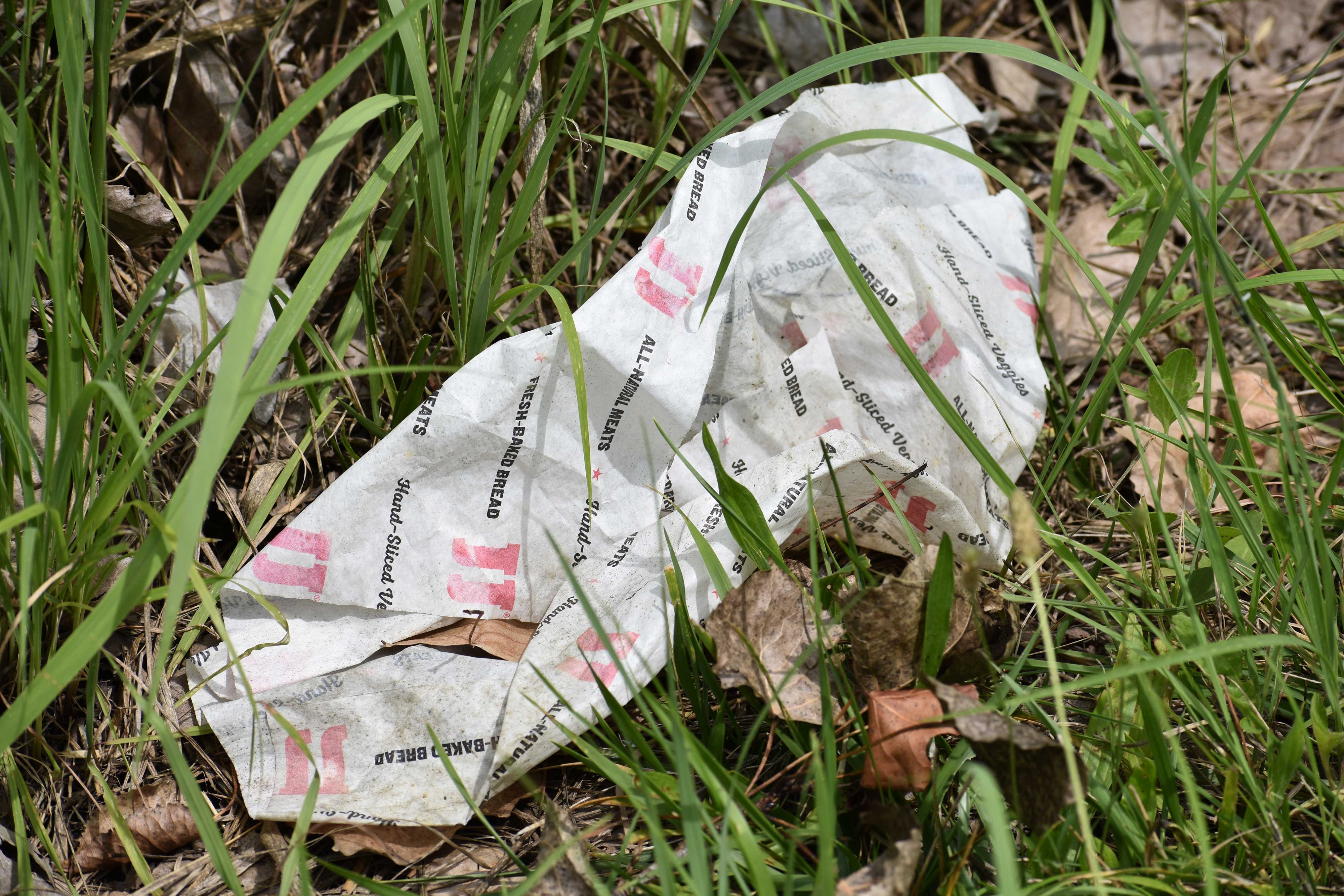A piece of litter on the ground.