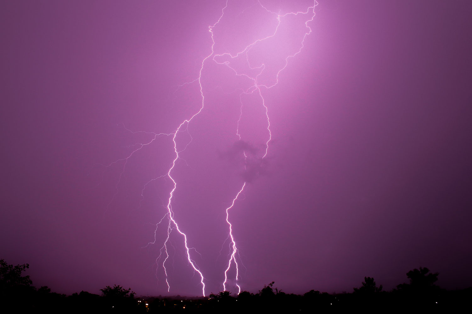 View of lightning strike off in the distance