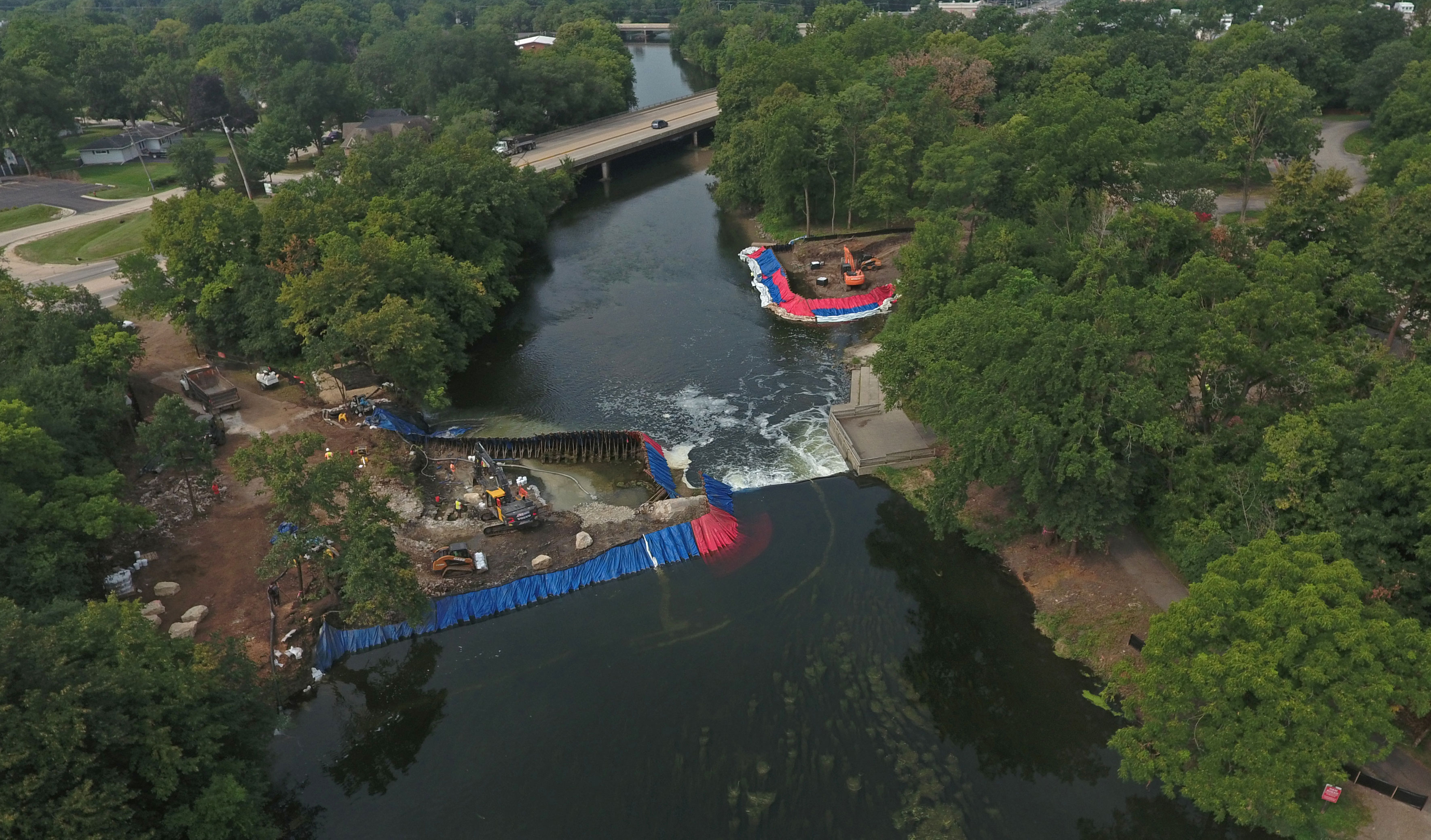 Aerial view of the Hammel Woods dam removal.