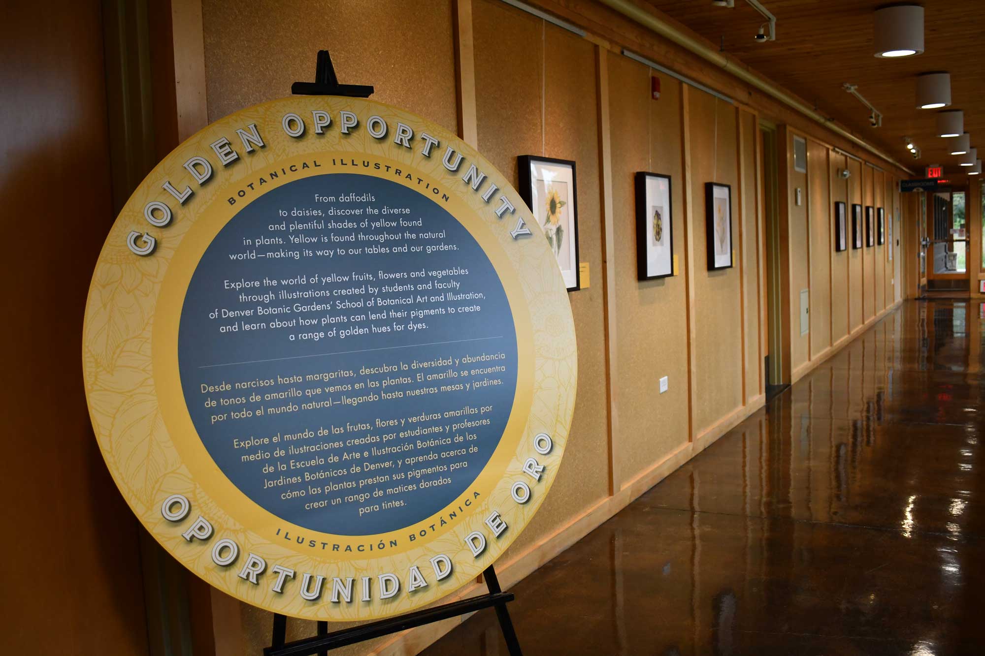 A sign explaining what the Golden Opportunity exhibit entails.