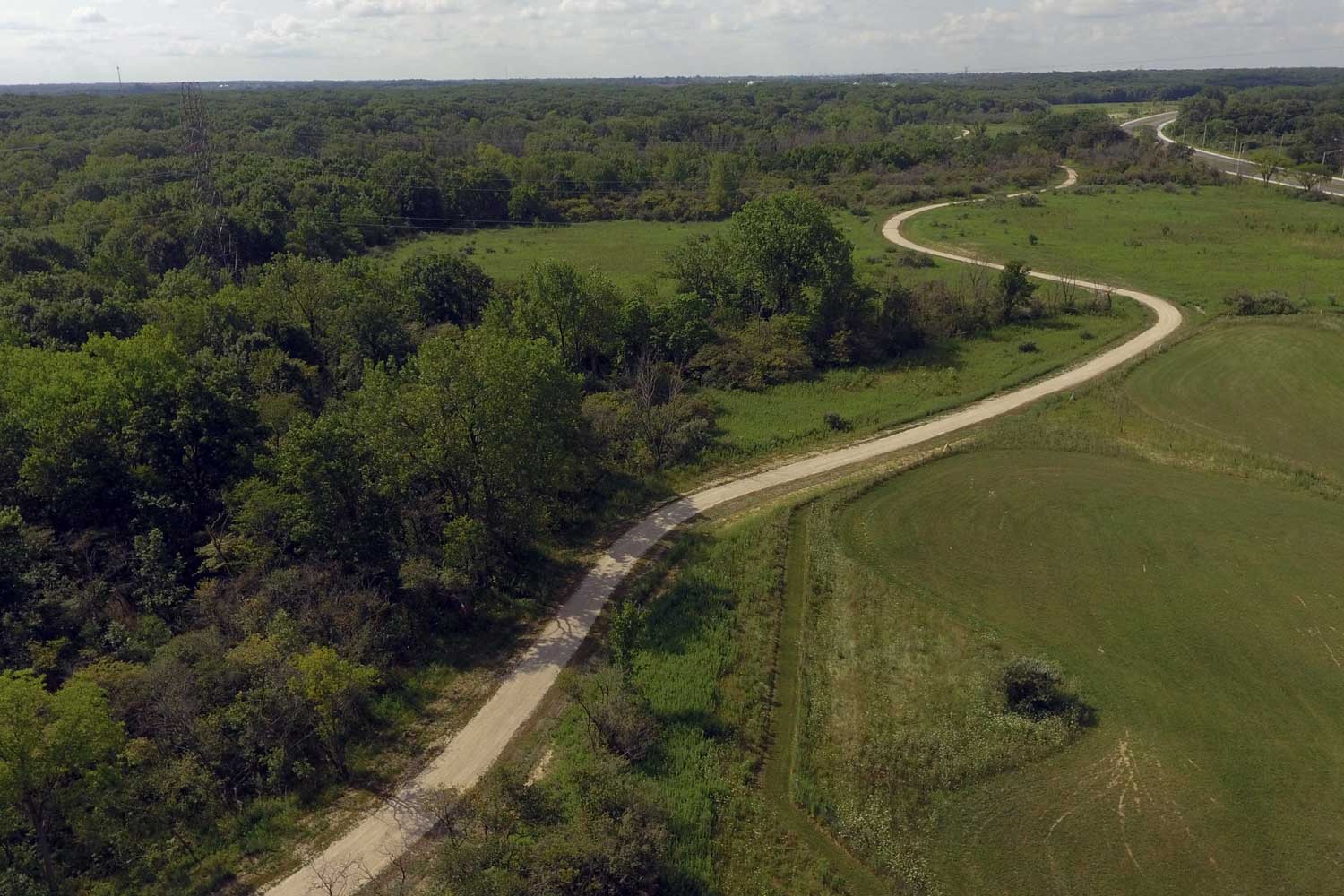 Aerial view of trail and preserve.