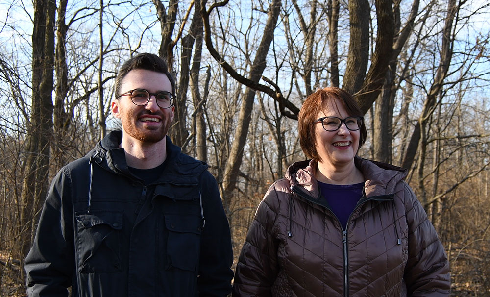 Mother and son on a trail