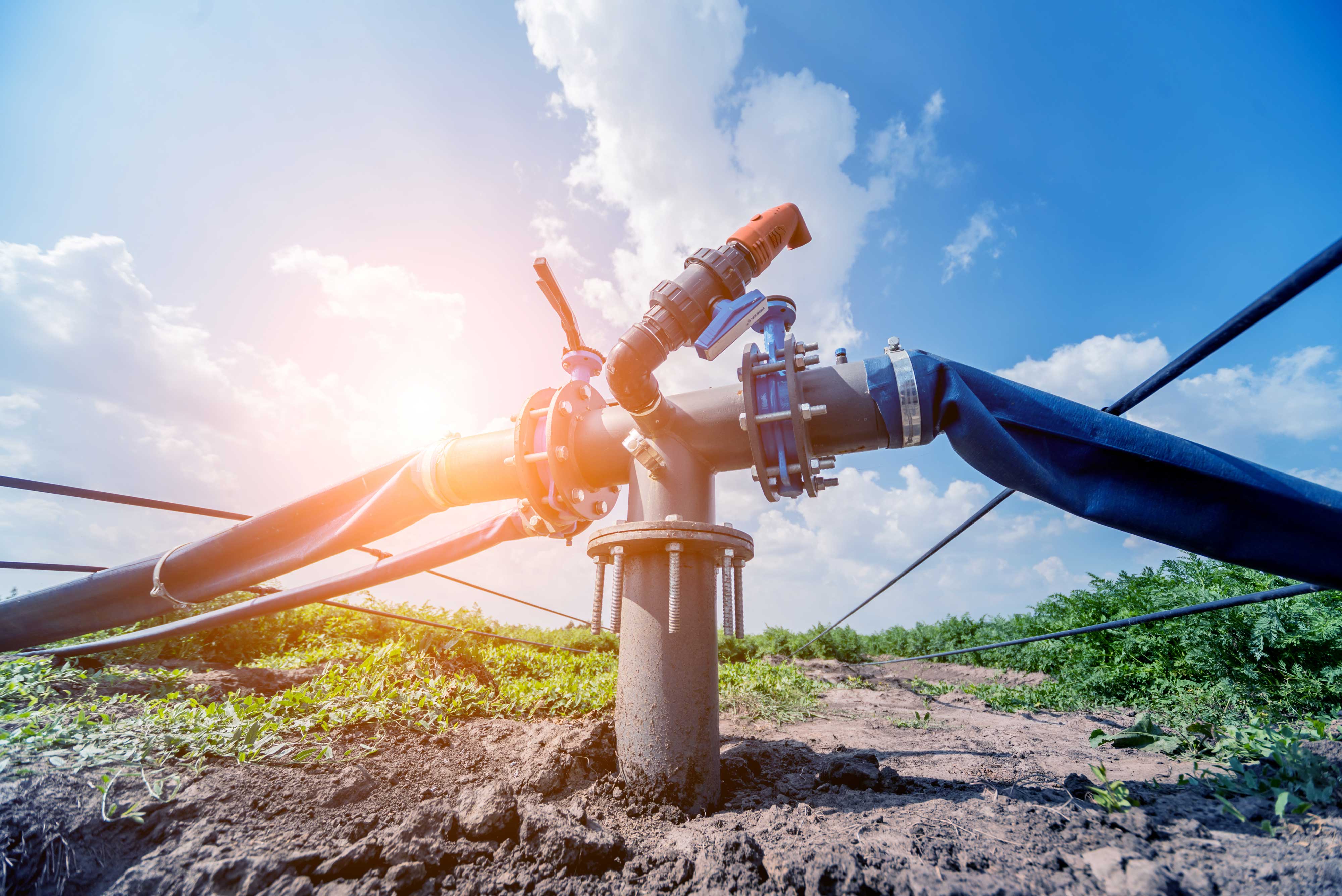 Close-up of an irrigation system.