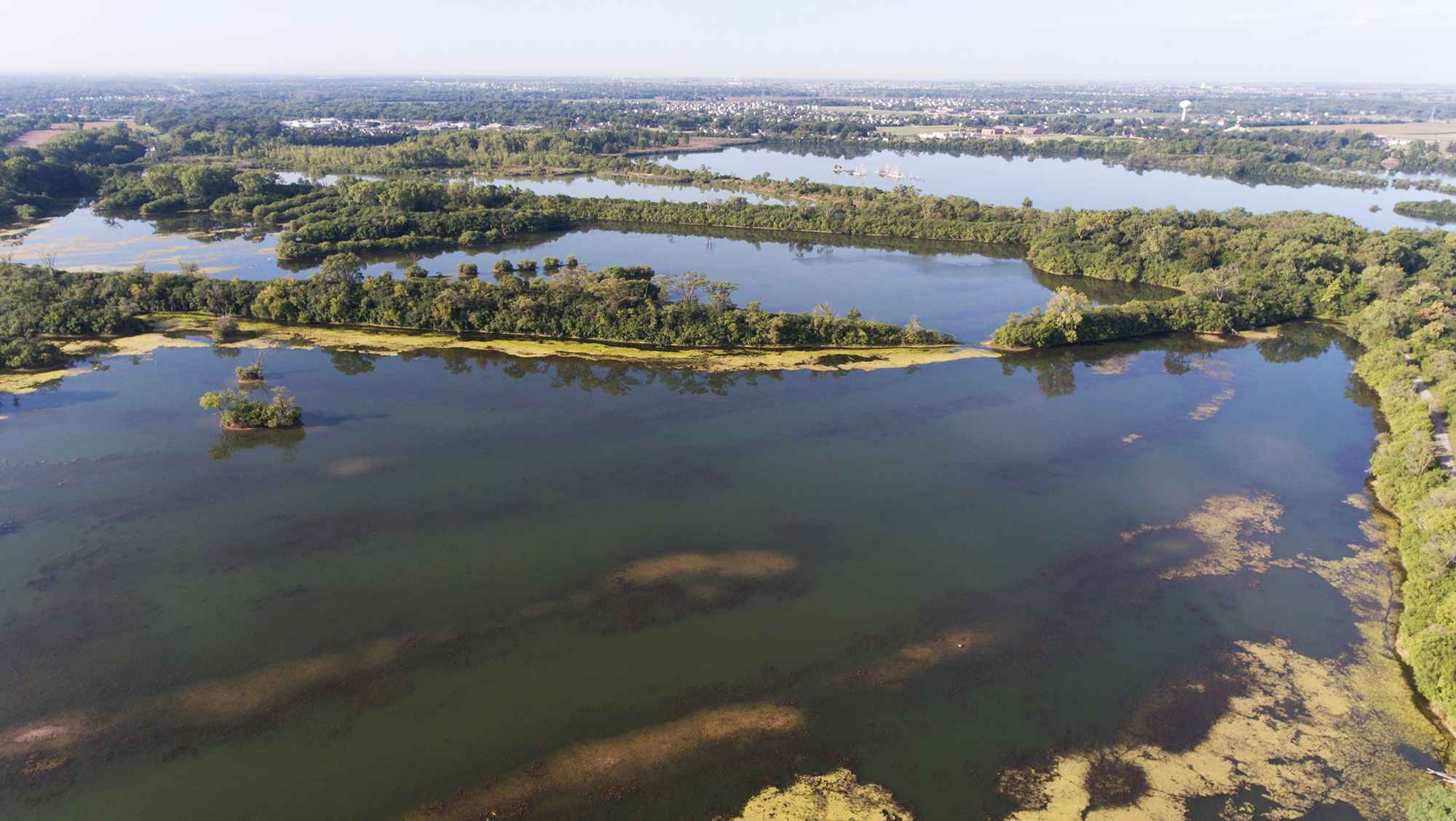 Aerial view of the trail at Lake Renwick.
