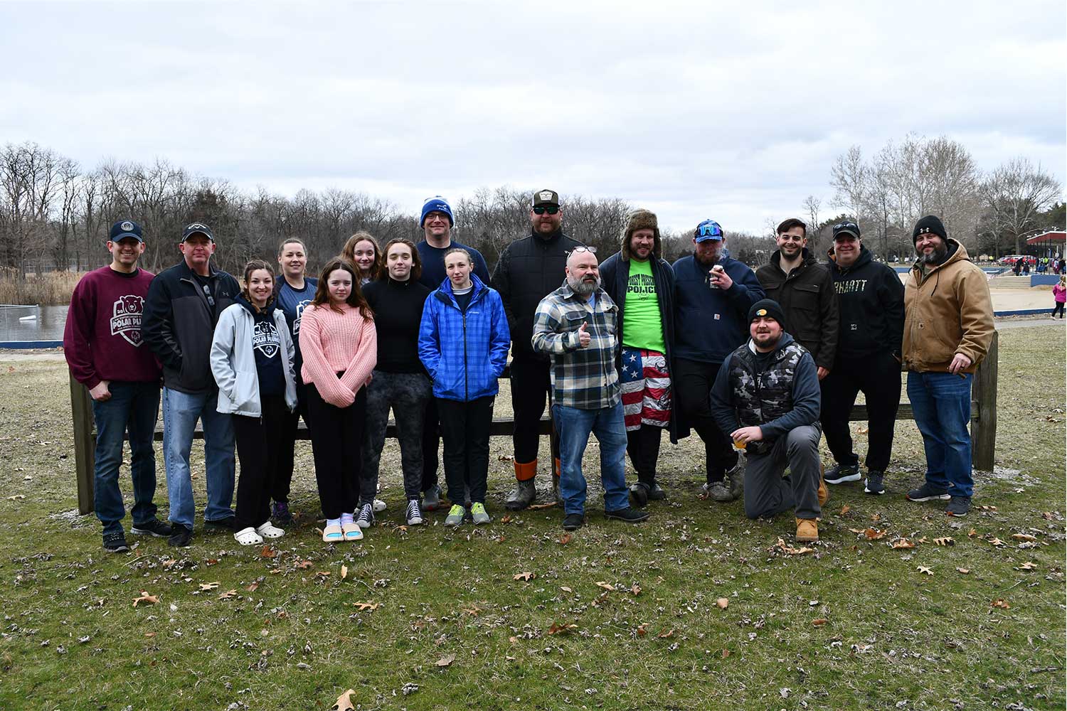Members of the Forest Preserve police department team that participated in the Polar Plunge.