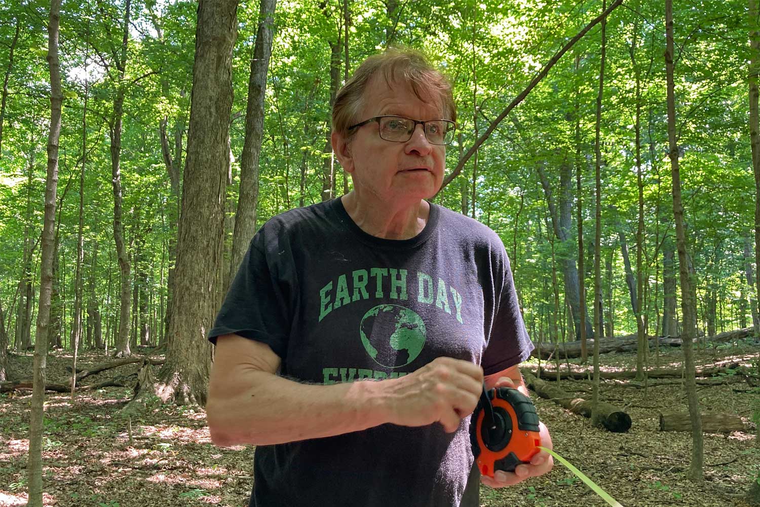 Dave Shepard collecting measurements.