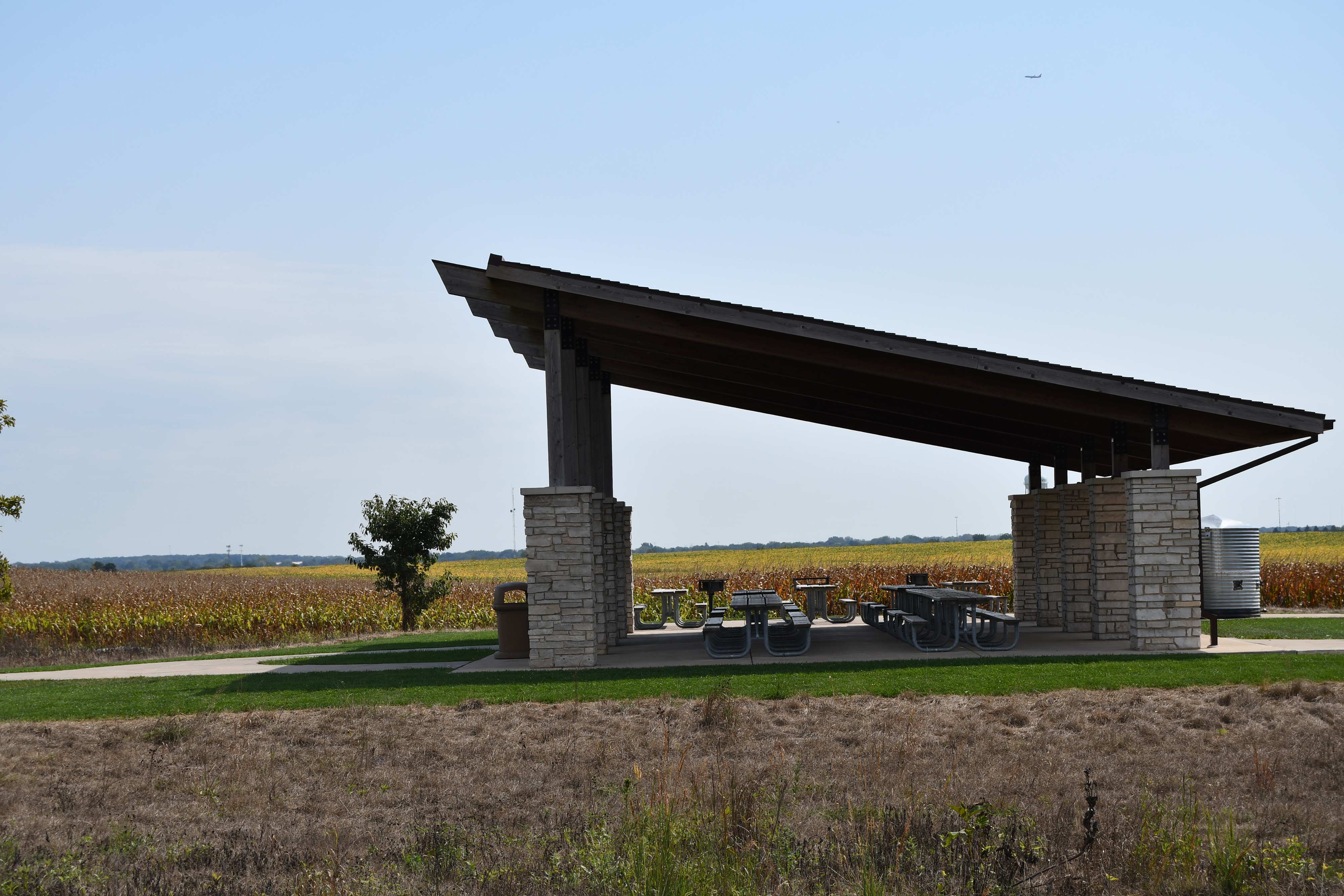 The picnic shelter at Prairie Bluff Preserve.
