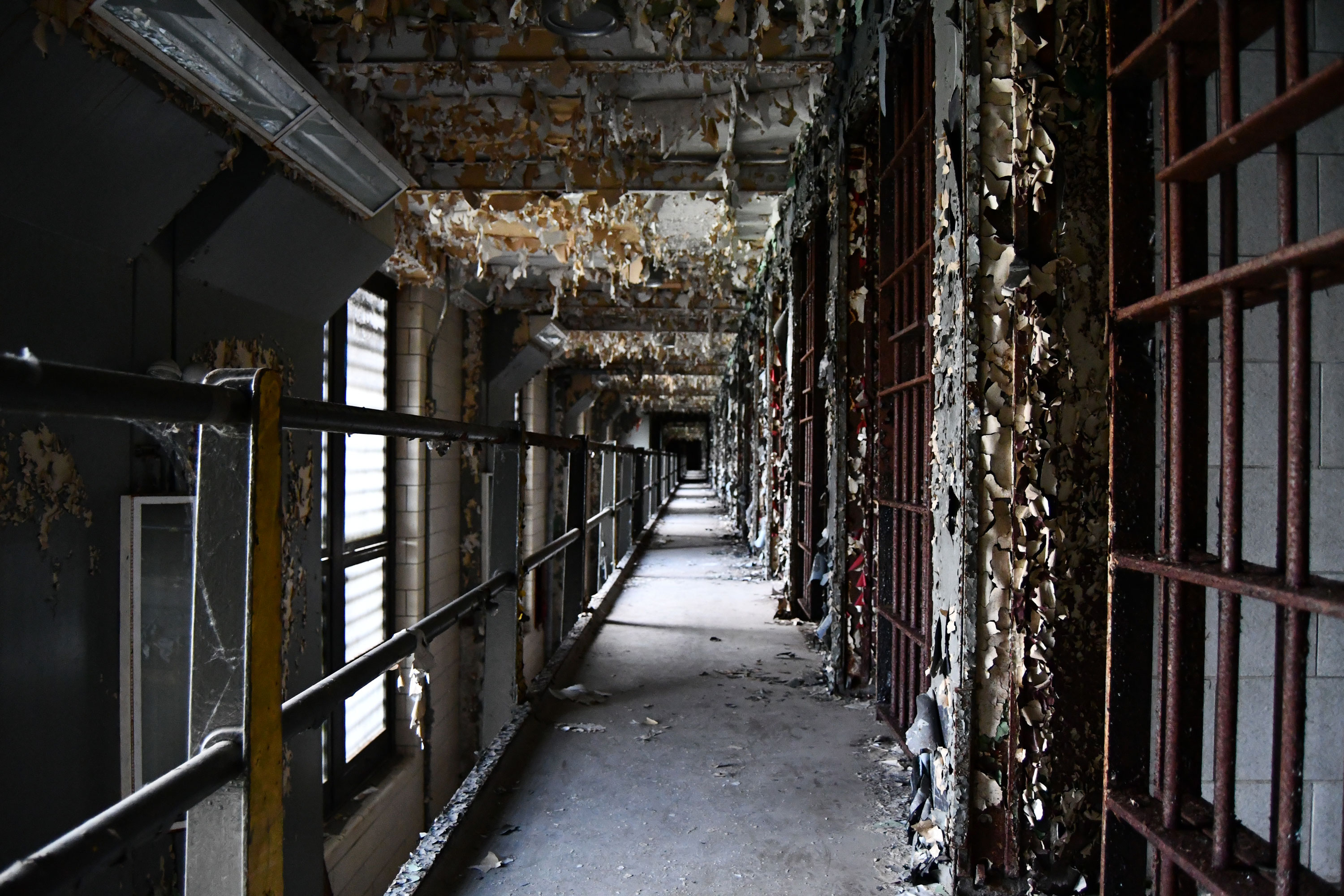 A view down one of the cell blocks.