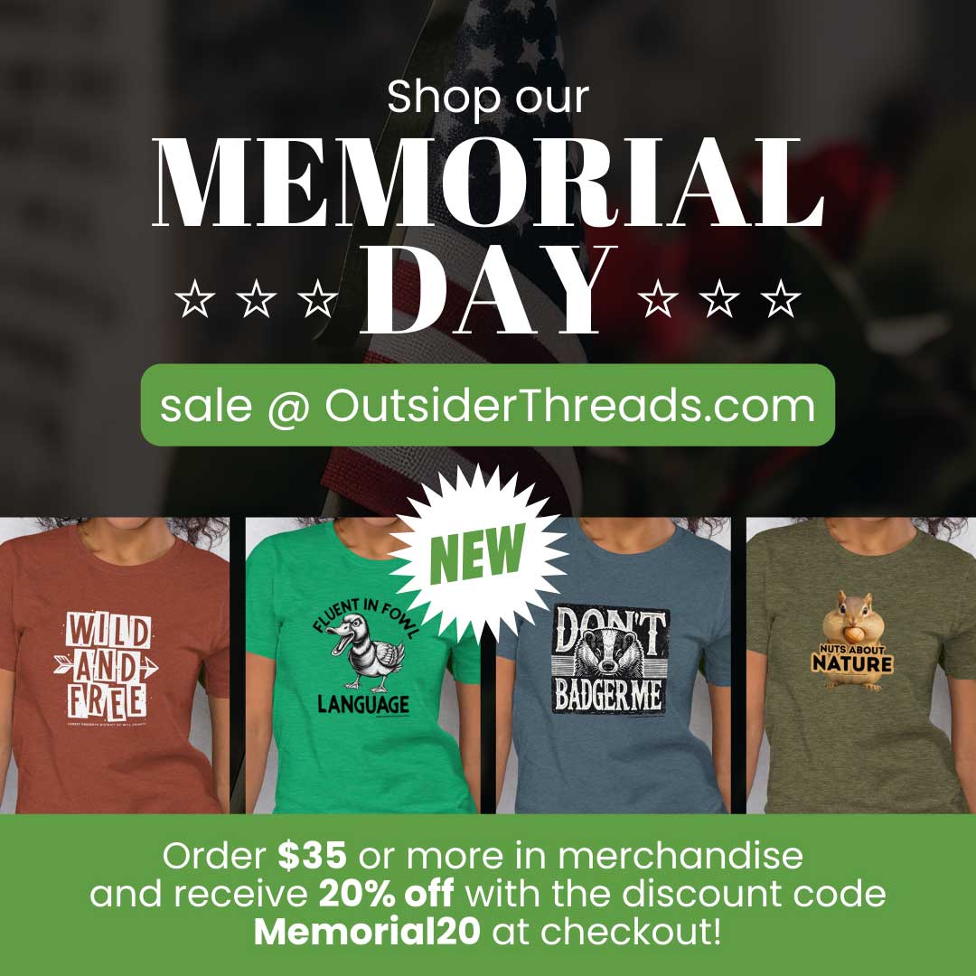 Memorial day sale banner, order $35 or more in merchandise and receive 20% off with discount code Memorial20 at checkout