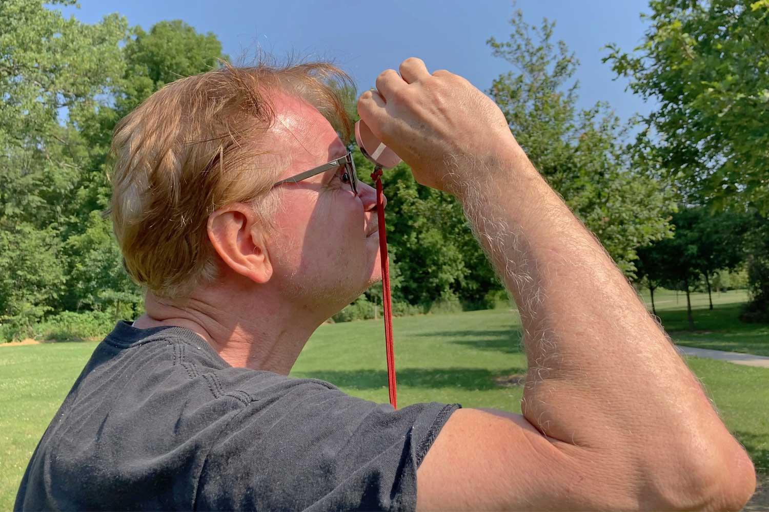 Dave Shepard observing trees.