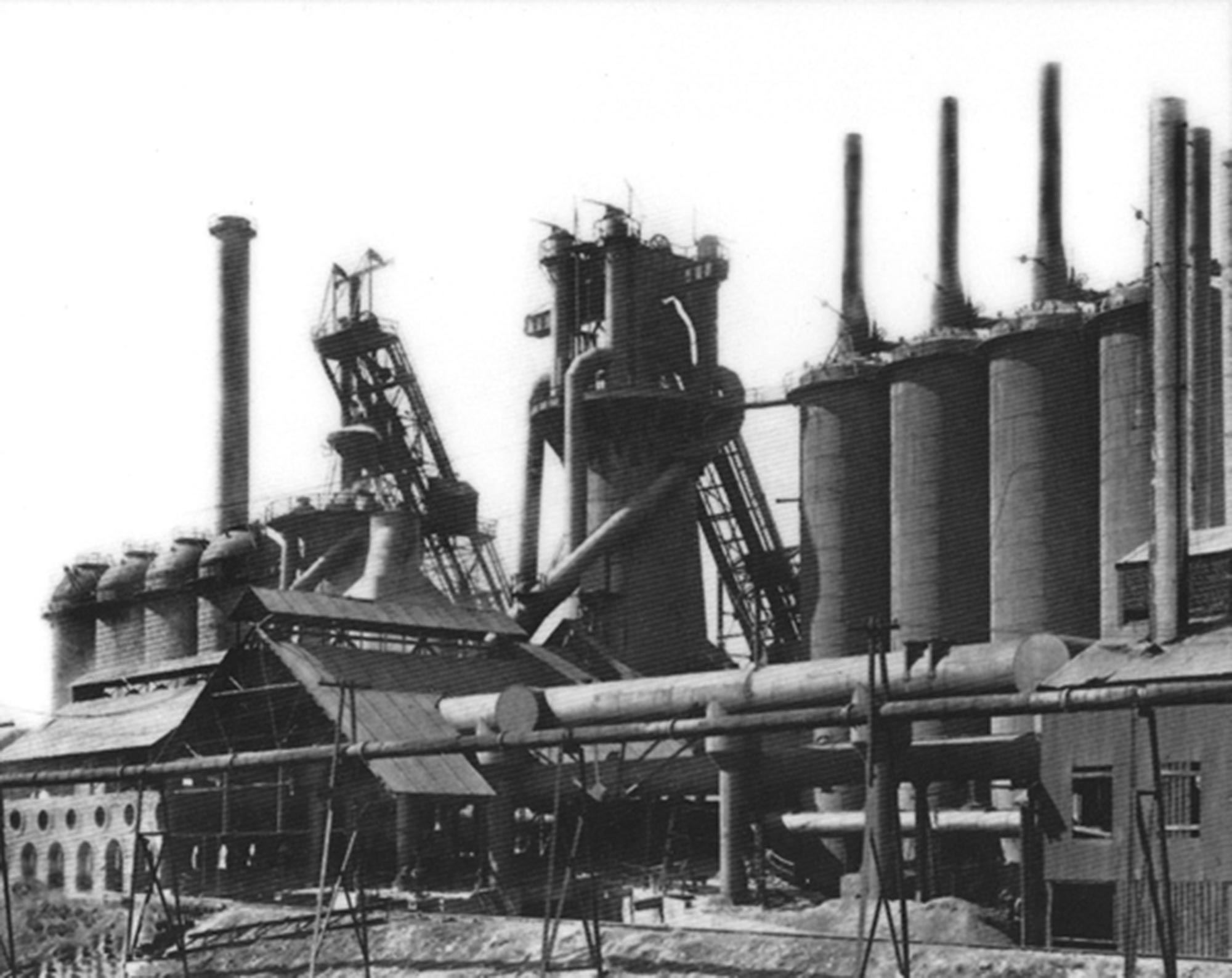 The blast furnaces that operated on the site.