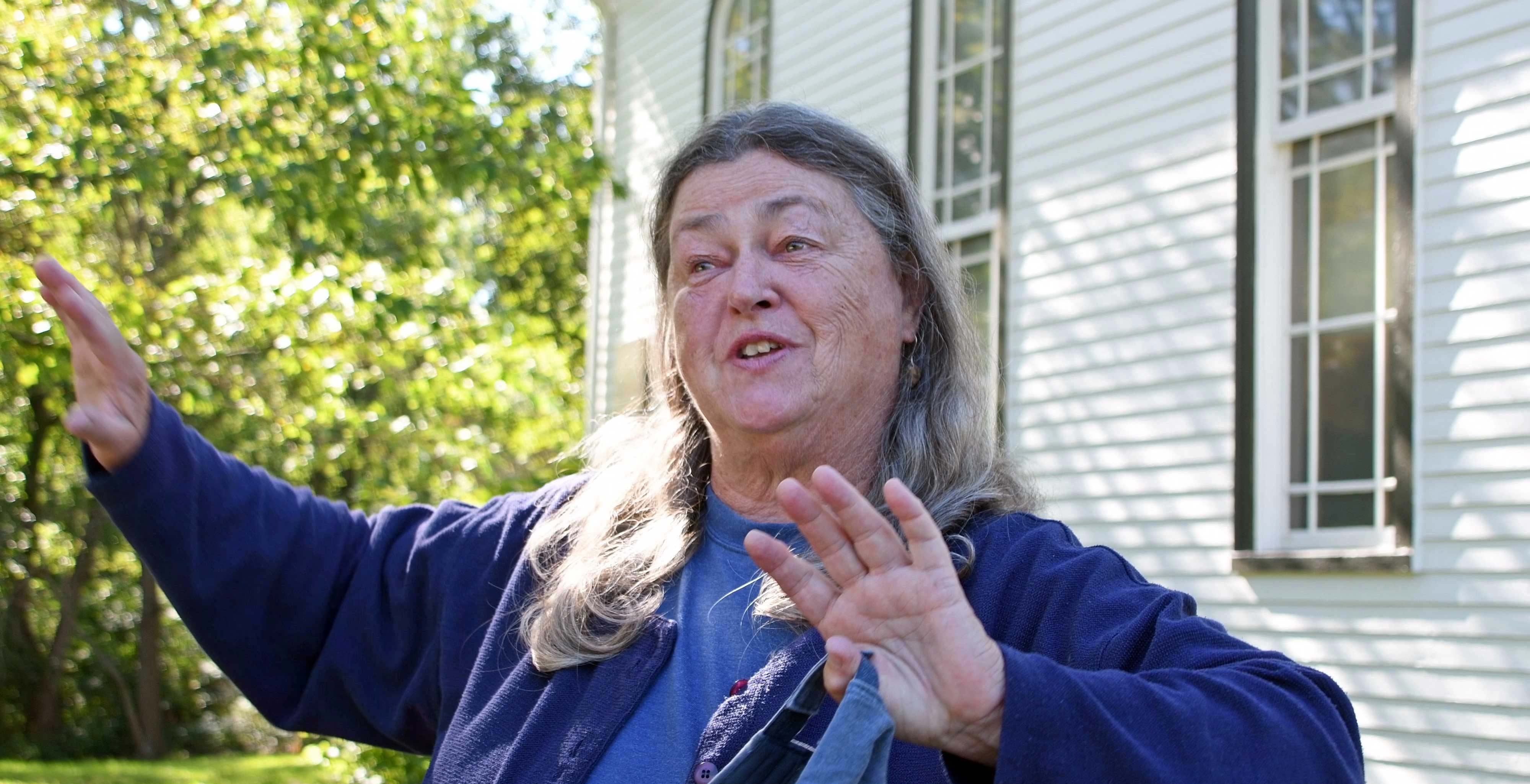 Judy Mendelson talking near the site's nature center