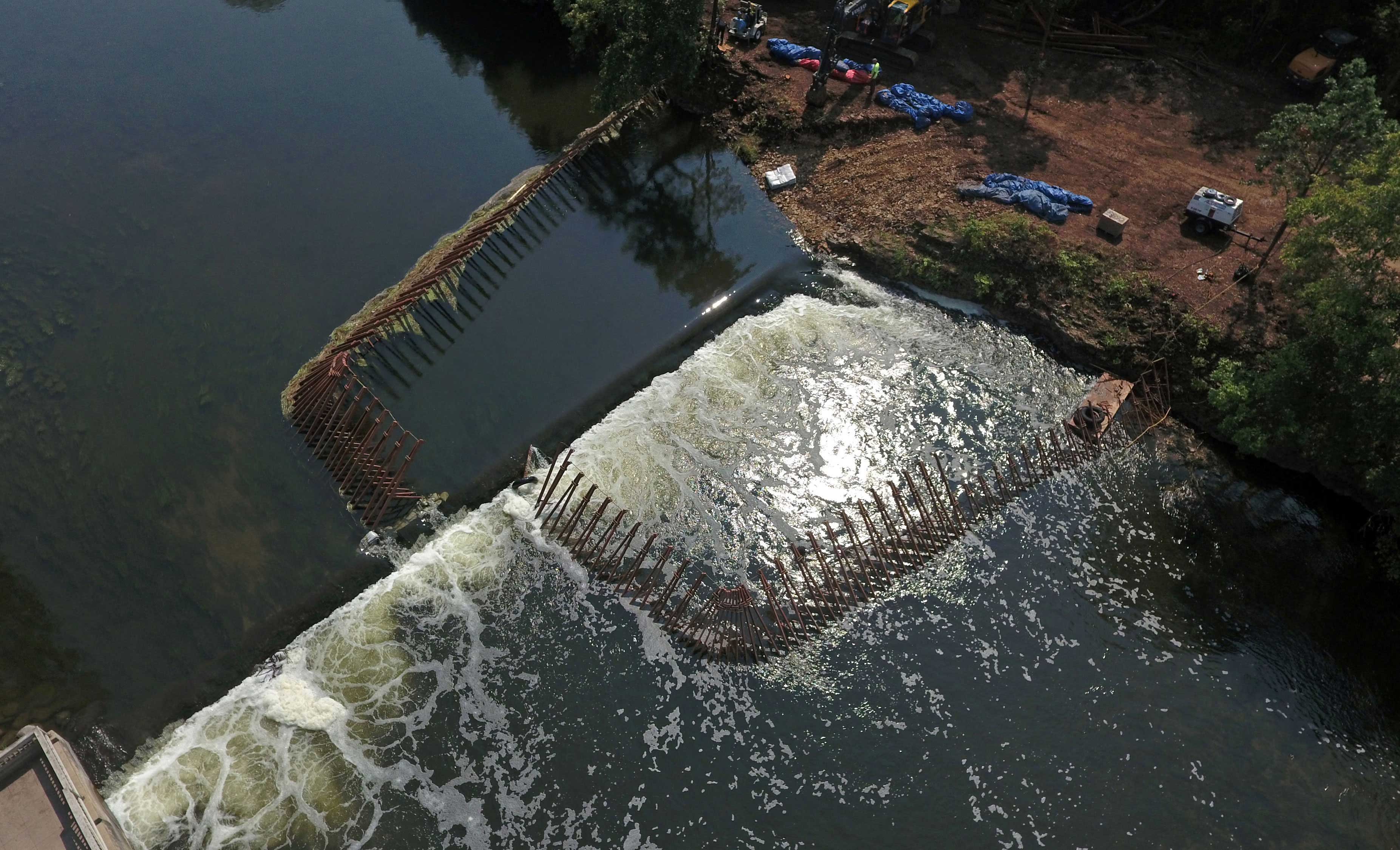 Aerial view of the Hammel Woods dam removal.
